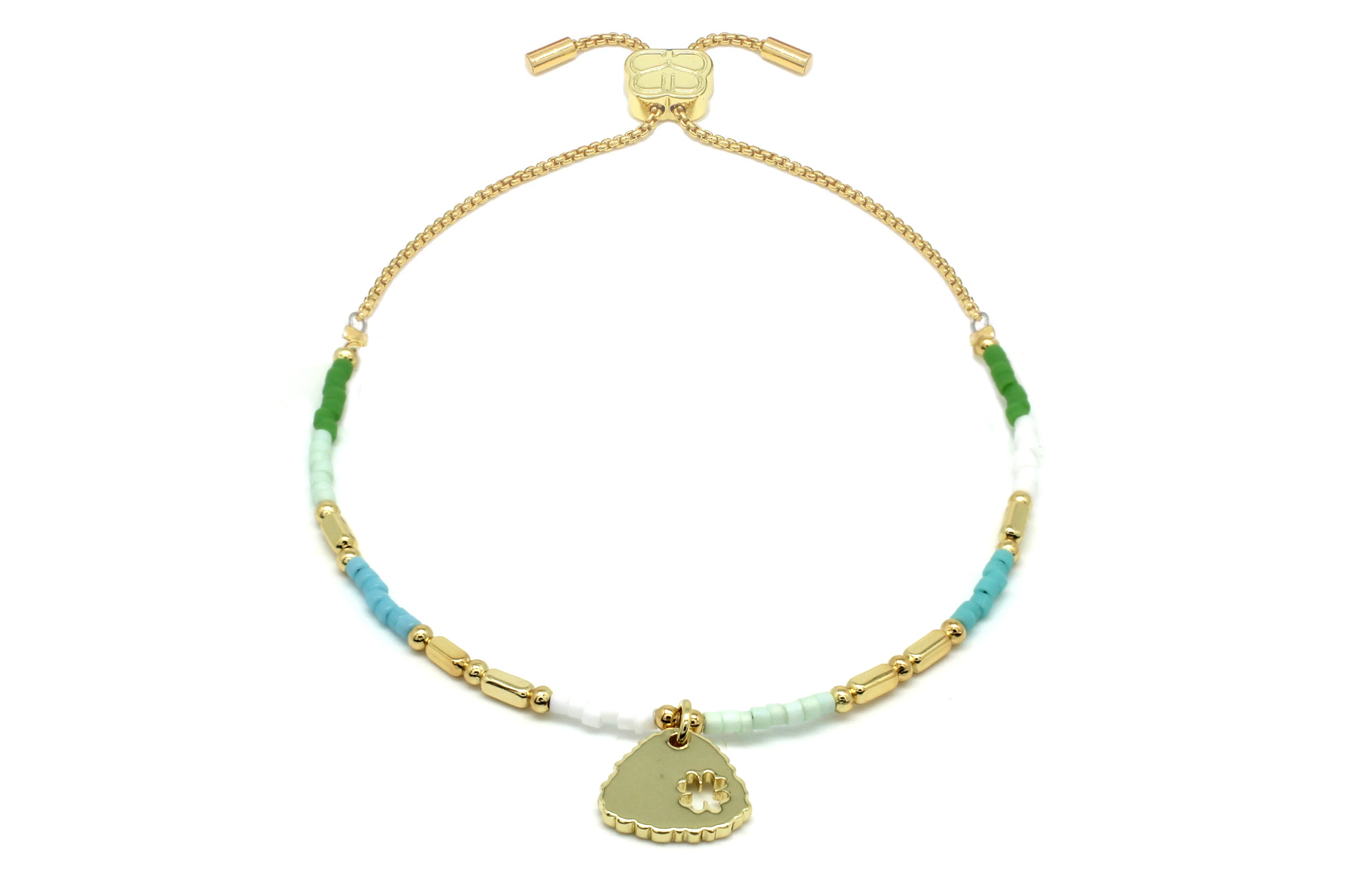 Nick's Gold & Mint Bead Bracelet - Boho Betty