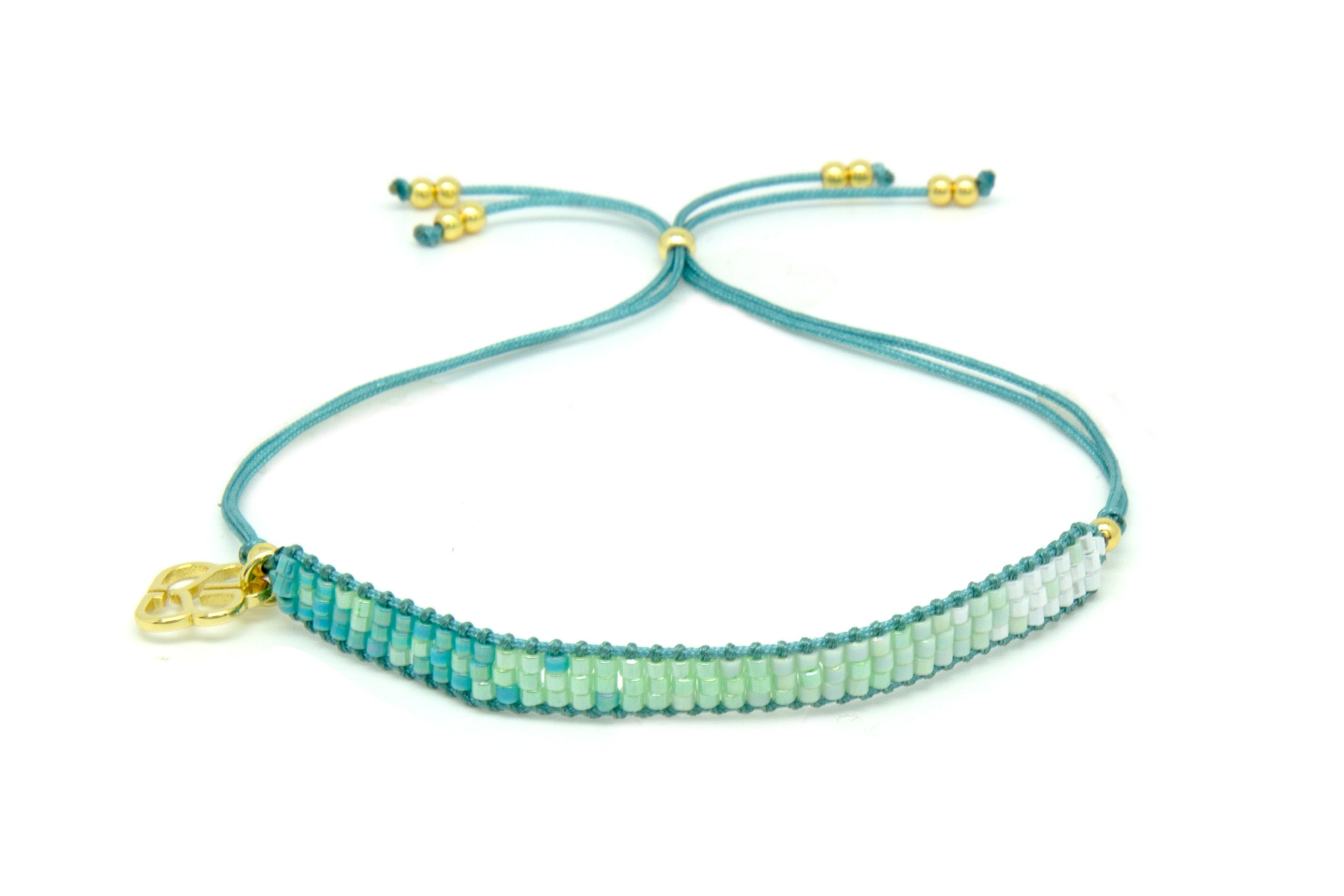 Senorita Turquoise Ombre Beaded Gold Friendship Bracelet - Boho Betty