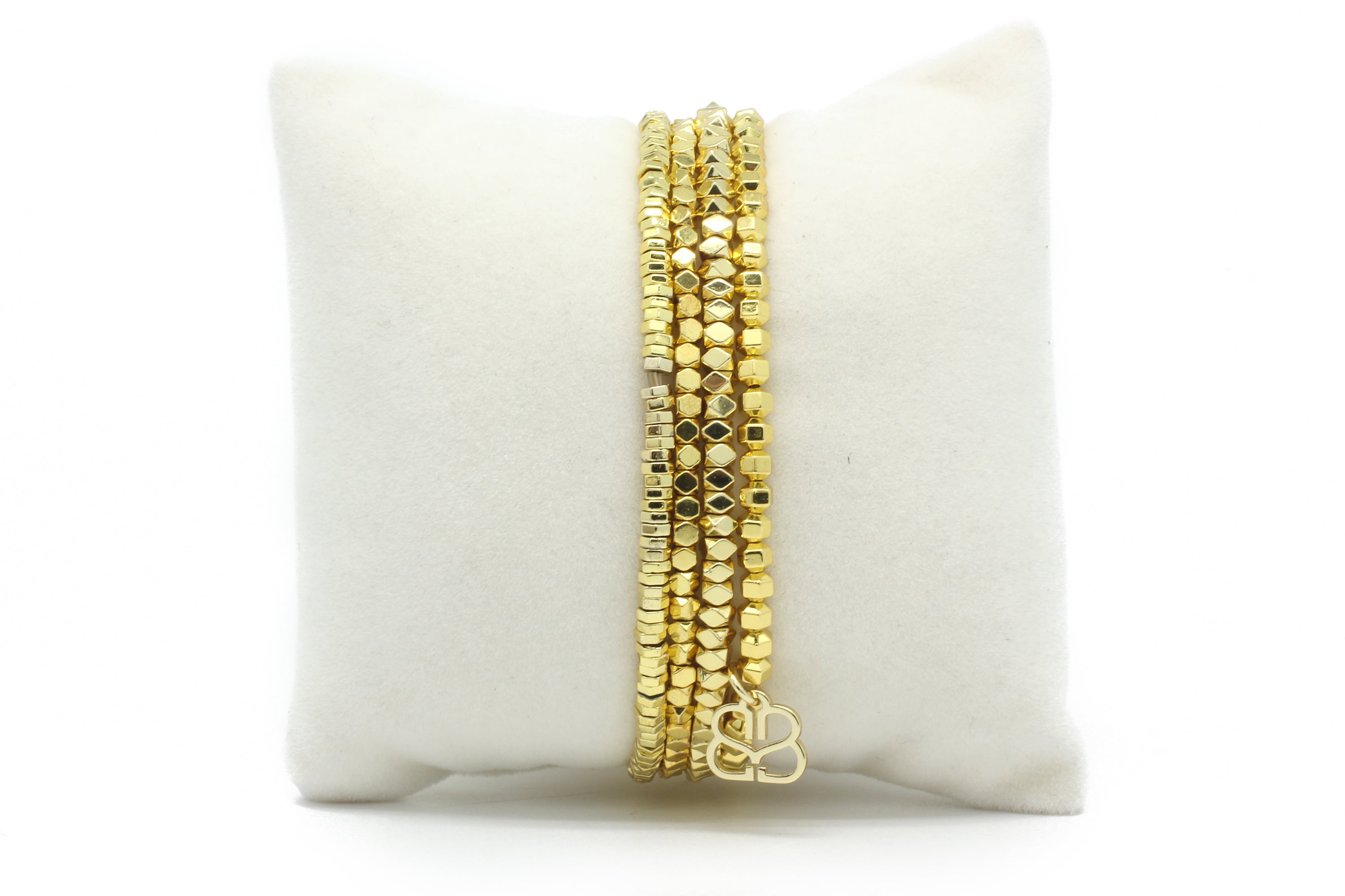 Sparkle 4 Layered Gold Hematite Stretch Bracelet Set - Boho Betty