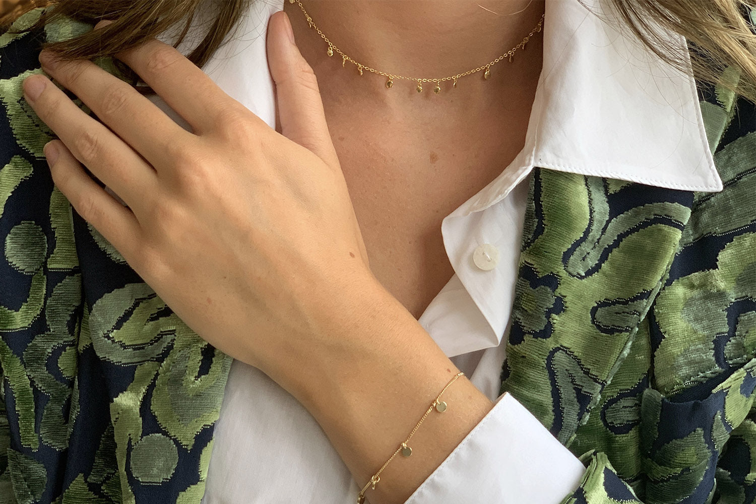Armagnac Gold Plated Sterling Disc Charm Necklace - Boho Betty
