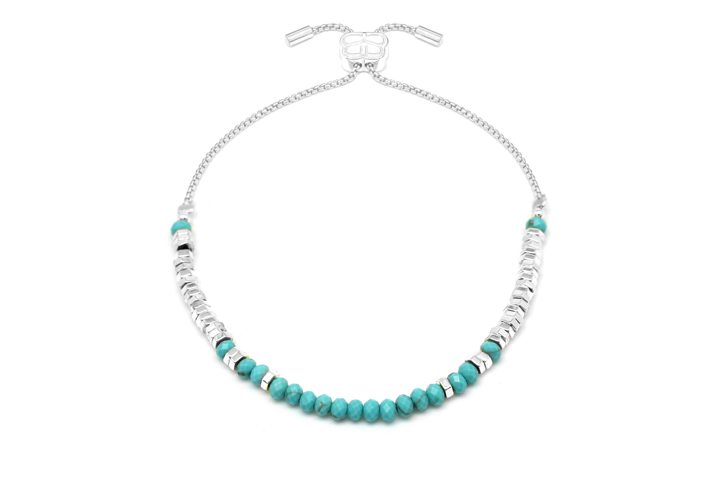 Tersina Turquoise & Silver Bracelet - Boho Betty