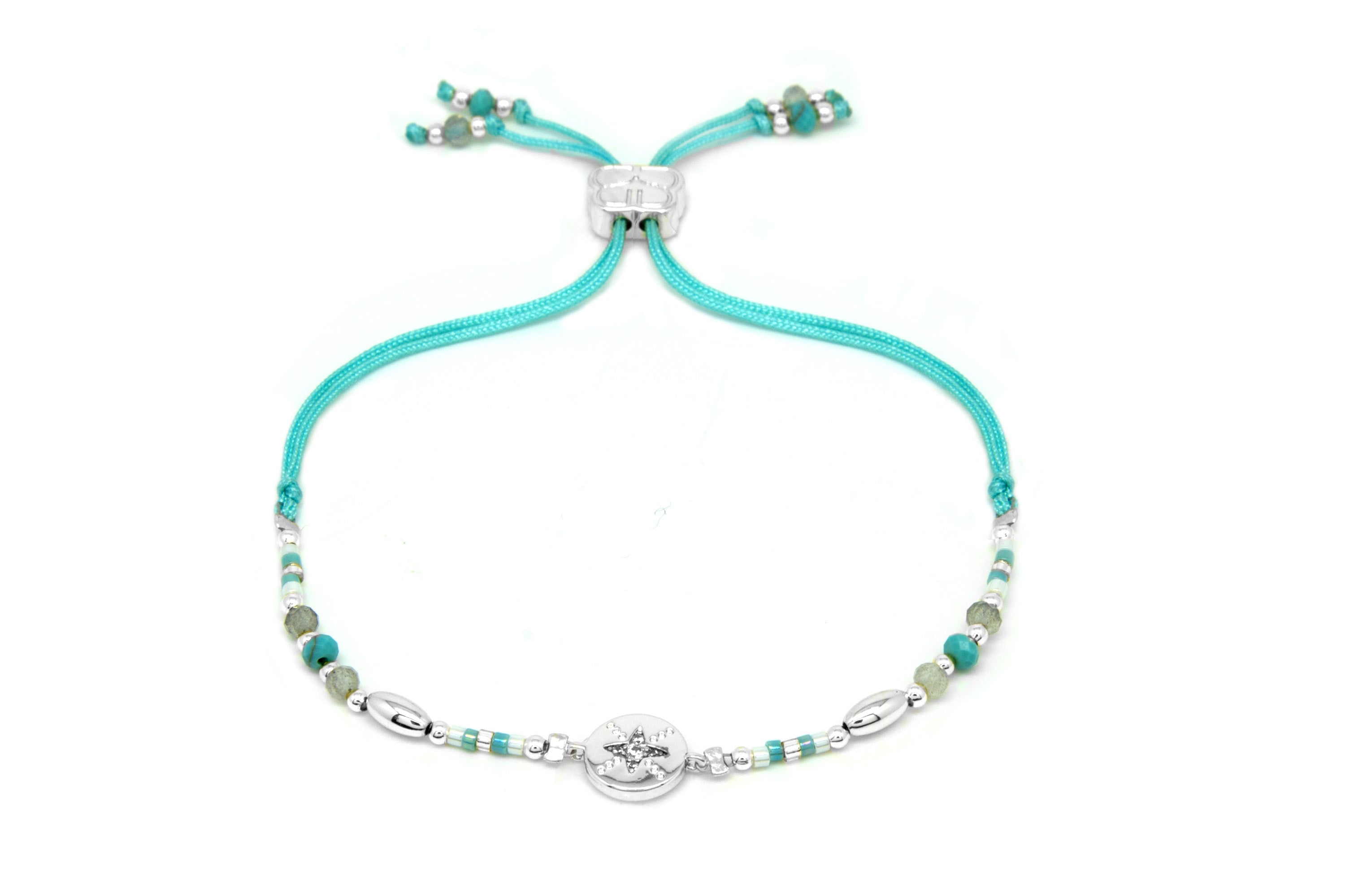 Goji Turquoise Gemstone & Miyuki Bead Silver Bracelet - Boho Betty