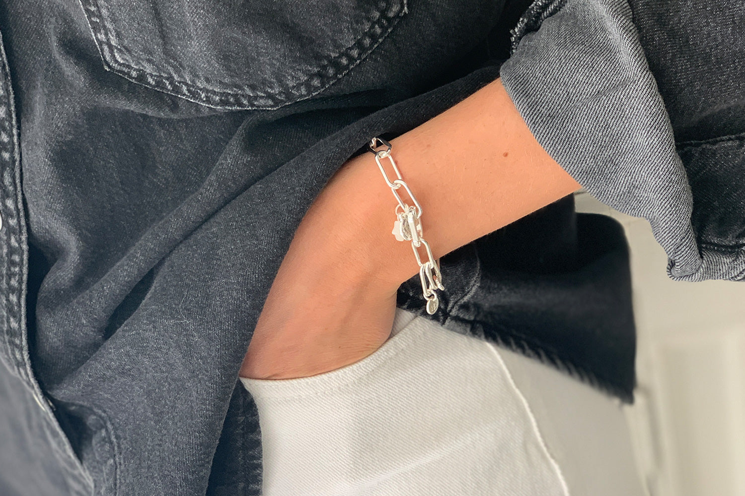 Ukelele Silver Chain Charm Bracelet - Boho Betty