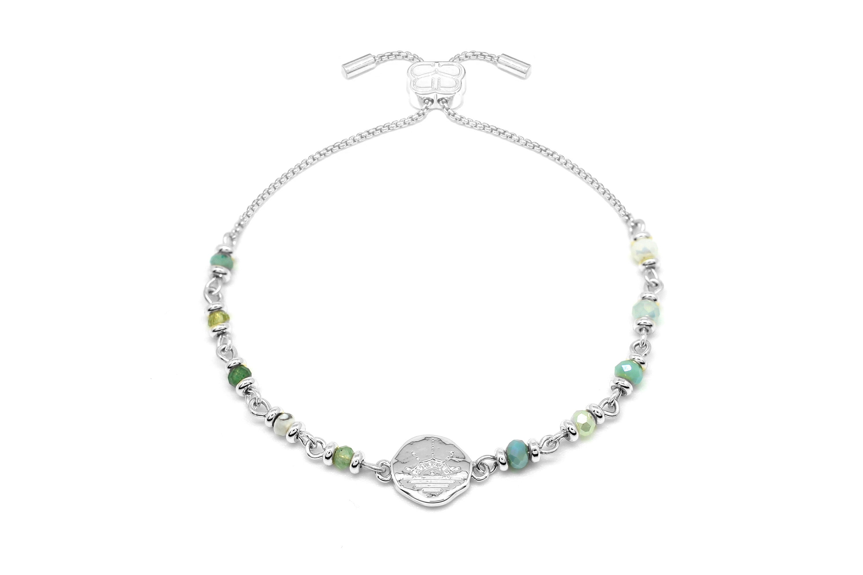 Crag Multi Gem Silver Charm Bracelet