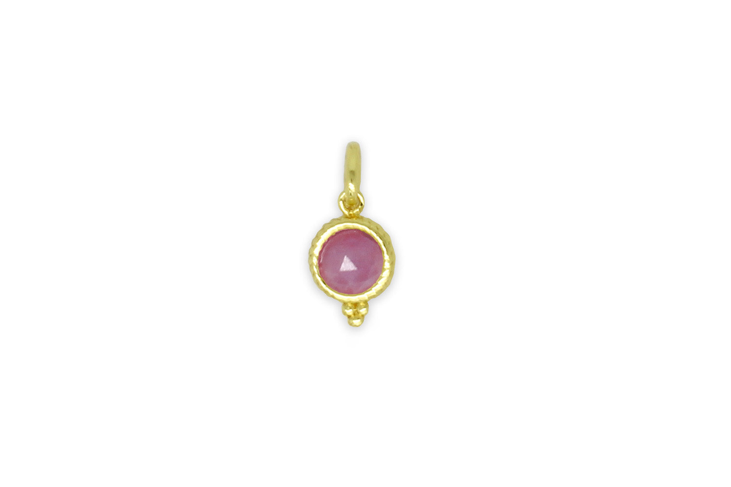 Pink Tourmaline Gold Necklace Charm - Boho Betty