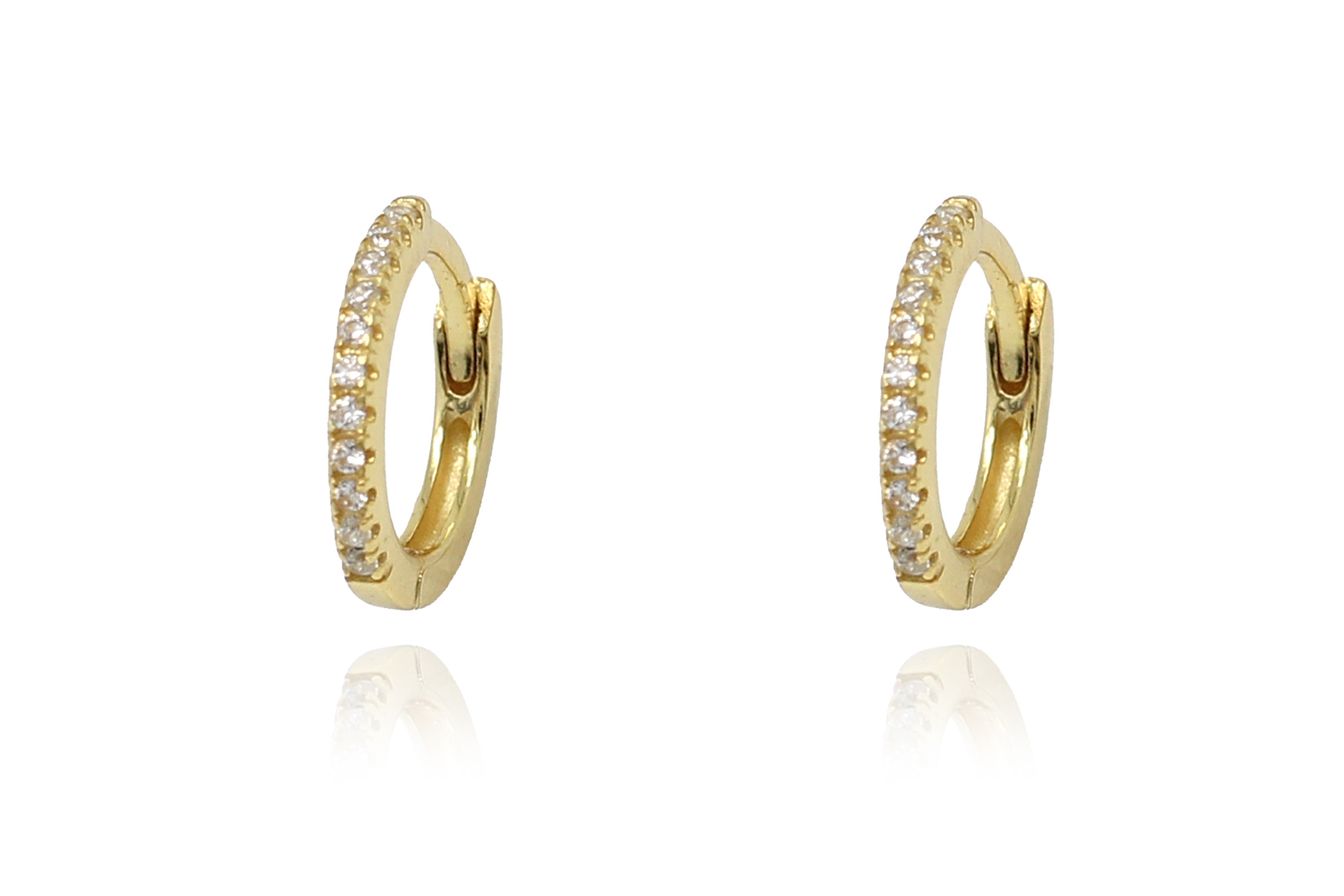 Dorval CZ Champagne Hoop Huggies Earrings - Boho Betty