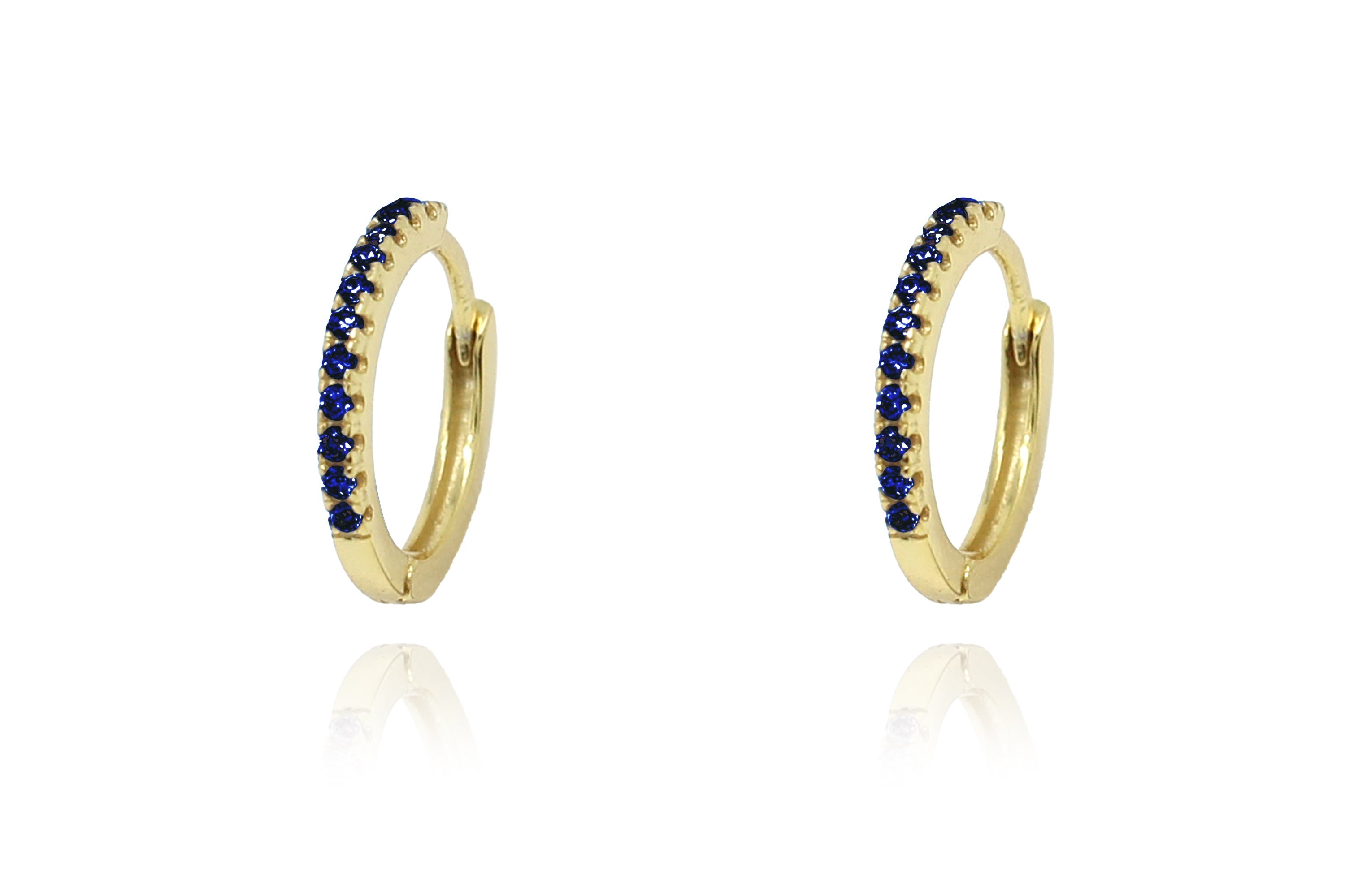 Dorval Sapphire CZ Gold Hoop Huggies Earrings - Boho Betty