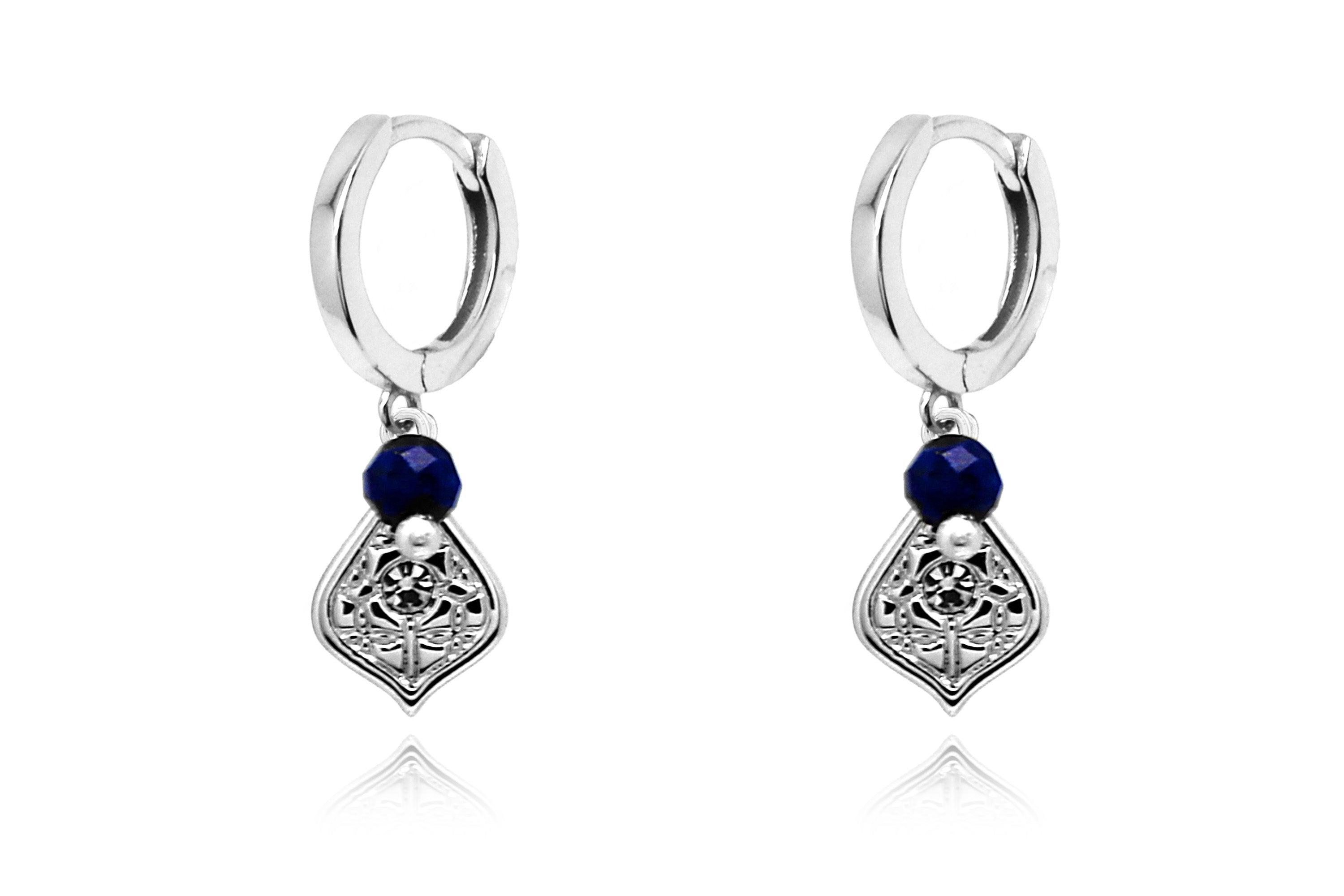 Betty Silver Hoop Gemstone Earring - Boho Betty