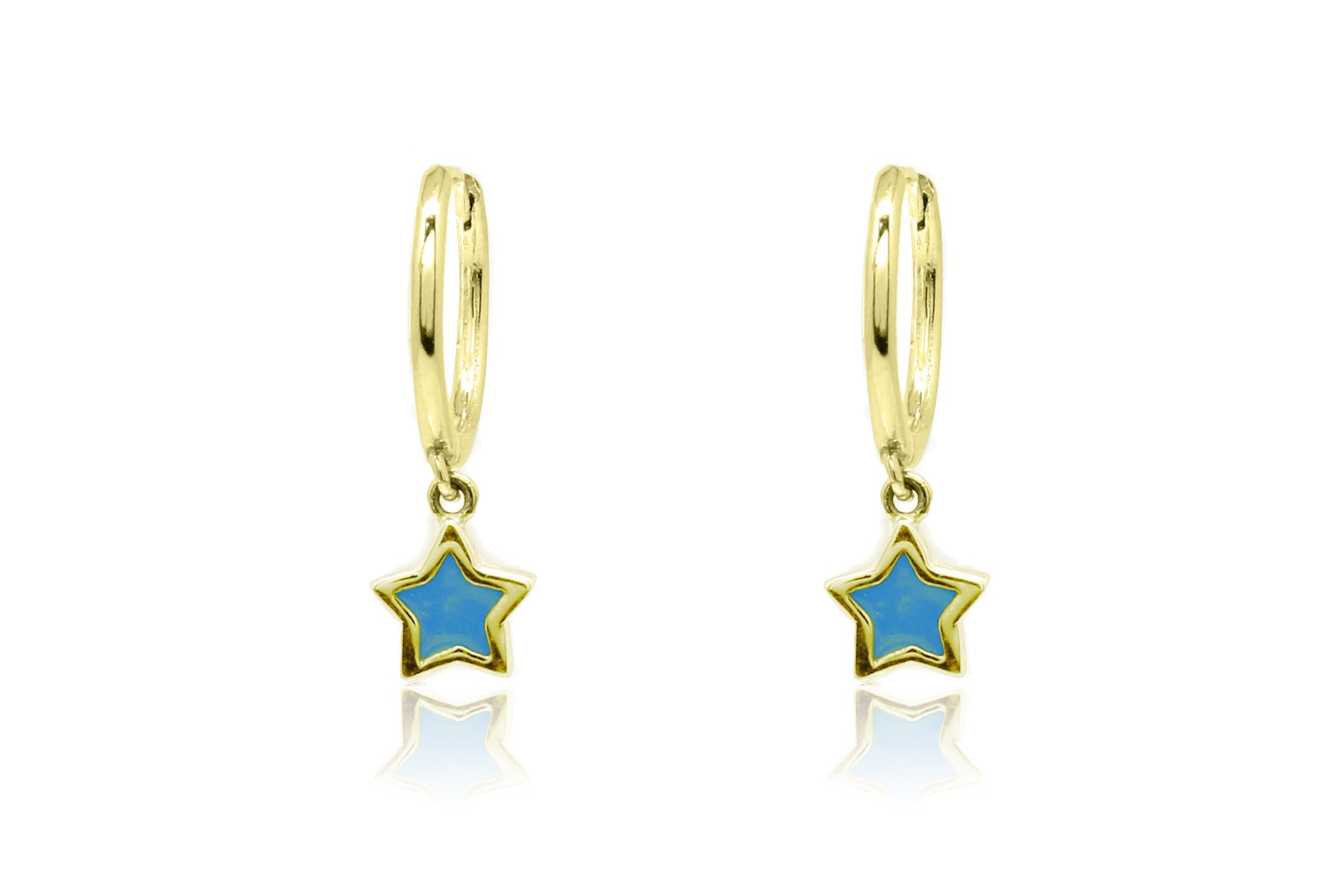 Judd Blue Star Charm Gold Hoop Earrings - Boho Betty