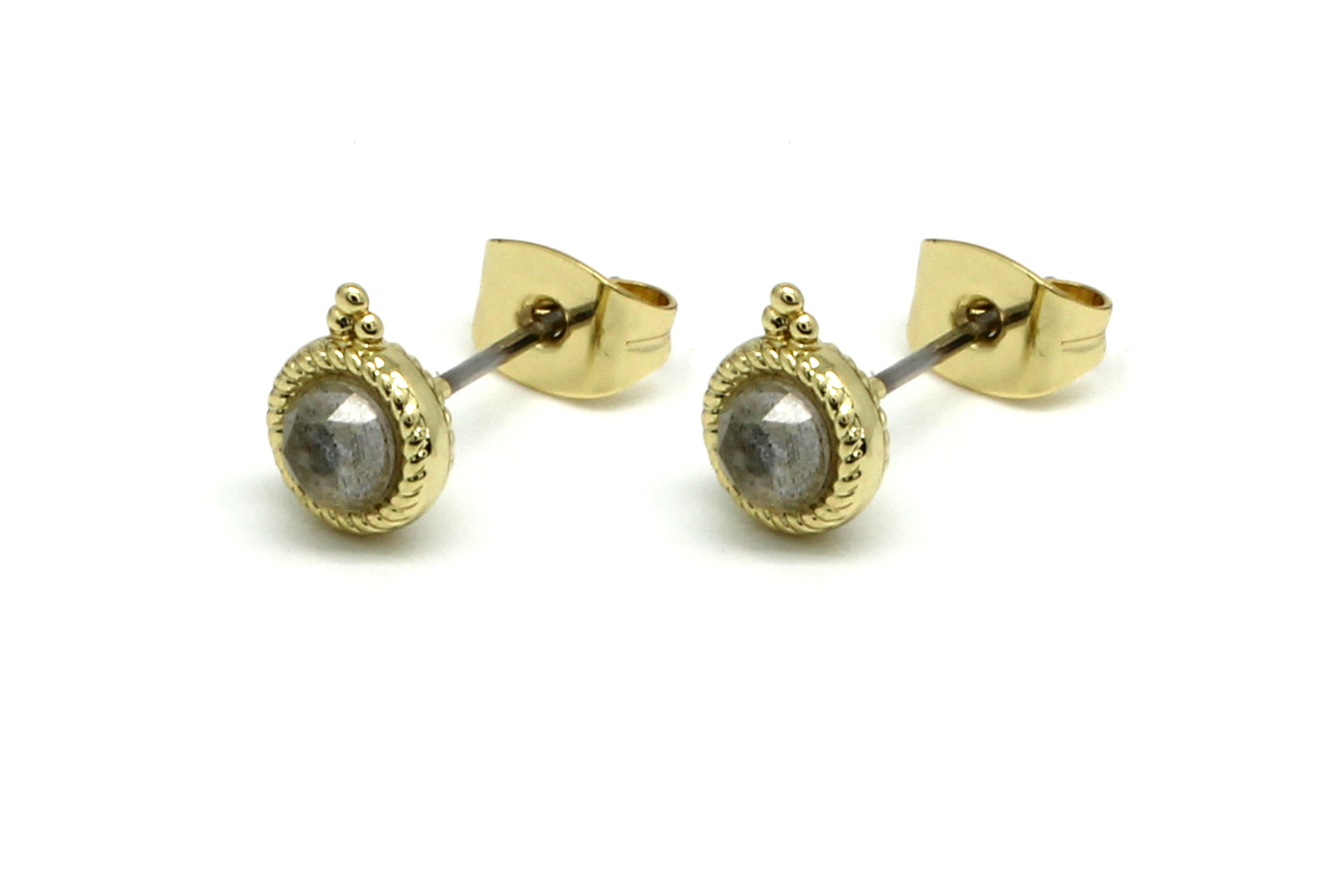 Labradorite Gold Stud - Boho Betty