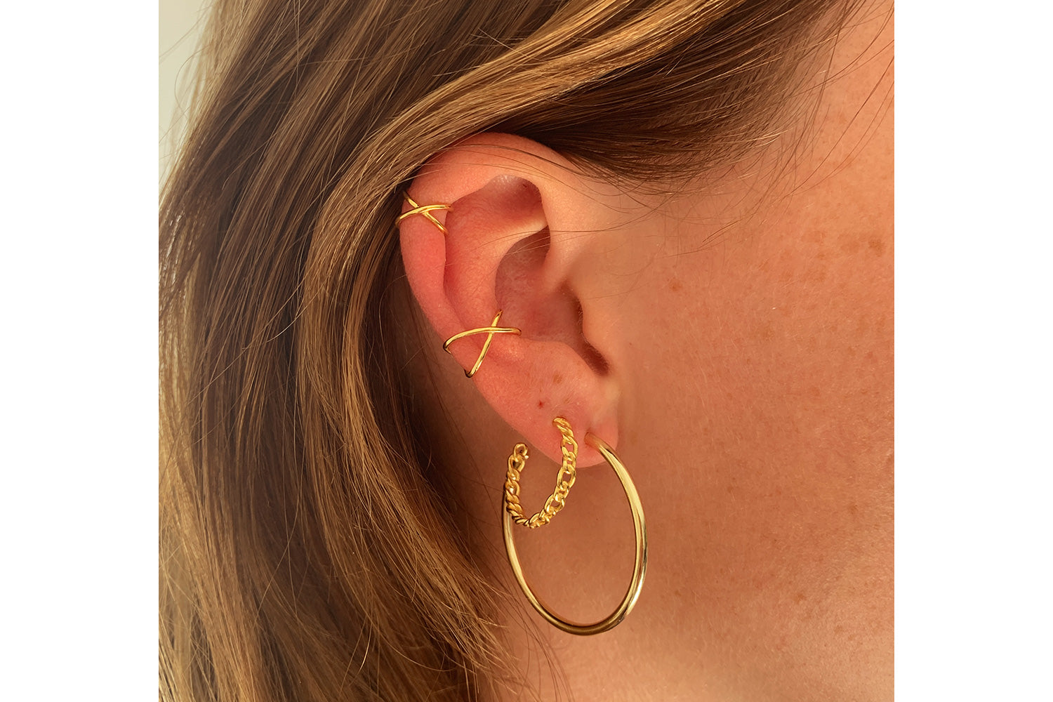 Julin 34mm Gold Plain Hoop Earrings - Boho Betty