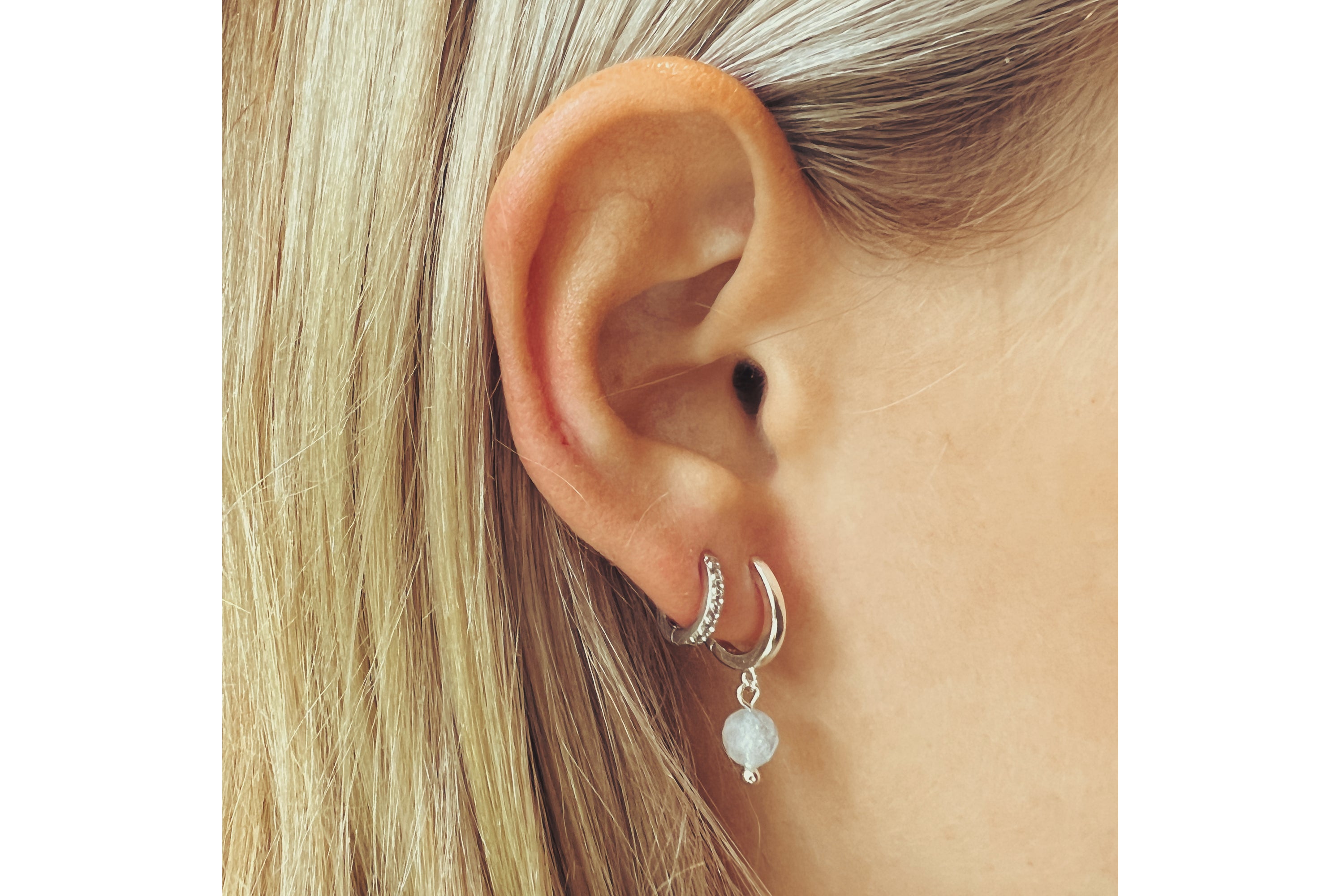 March Birthstone Earrings - Silver & Aquamarine - Boho Betty