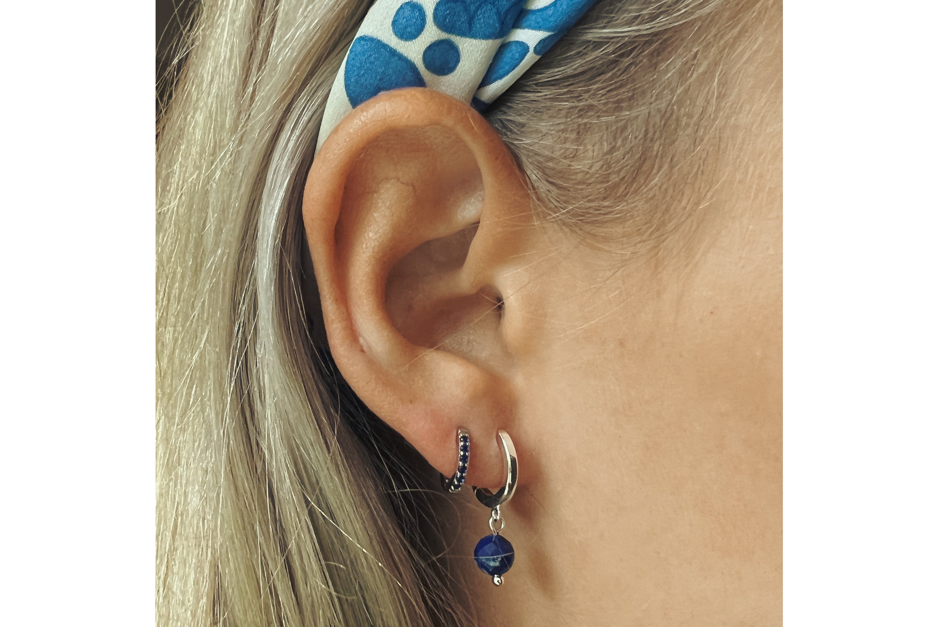 September Birthstone Earrings - Silver & Lapis - Boho Betty