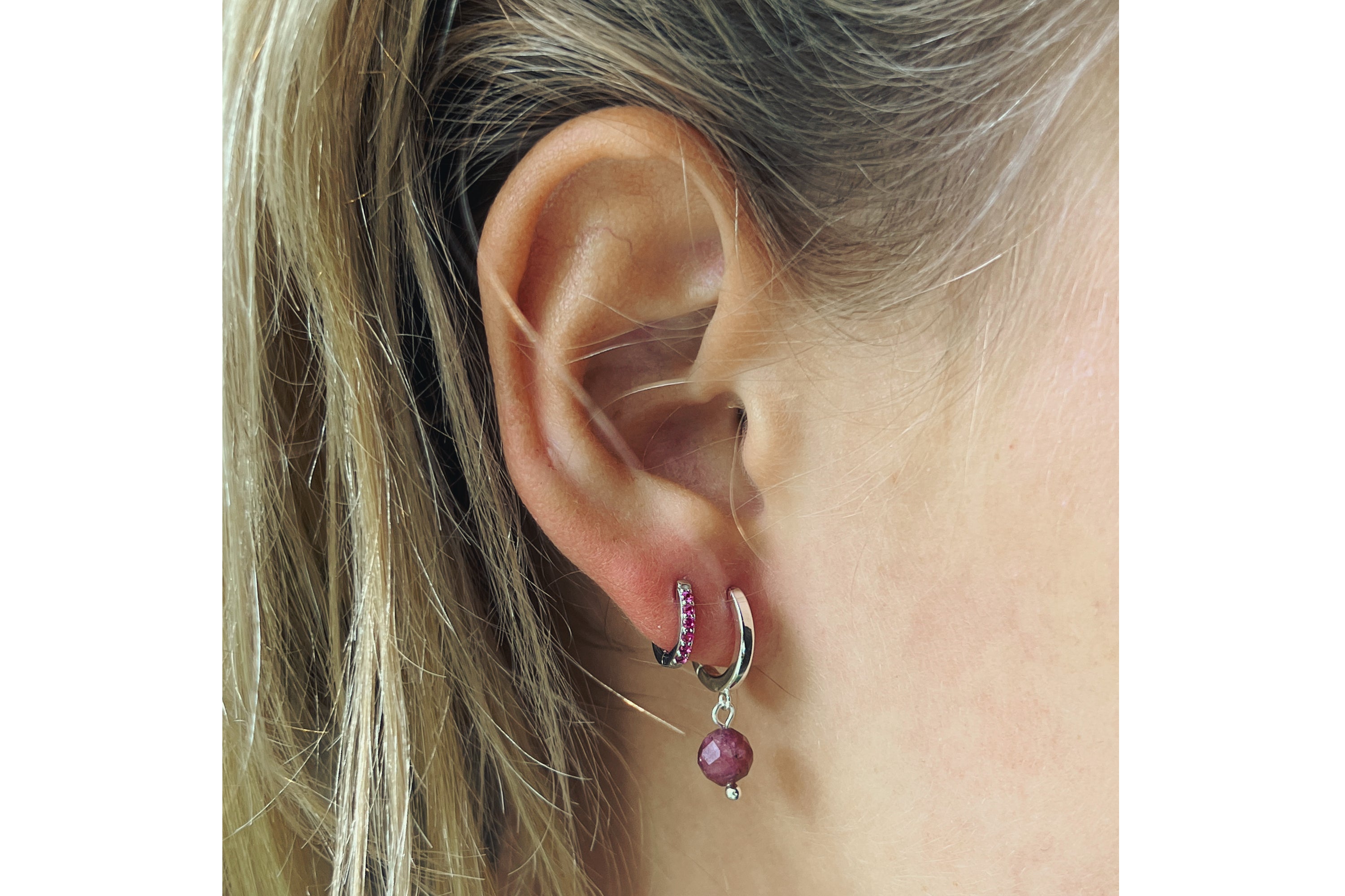 October Birthstone Earrings - Silver & Pink Tourmaline - Boho Betty