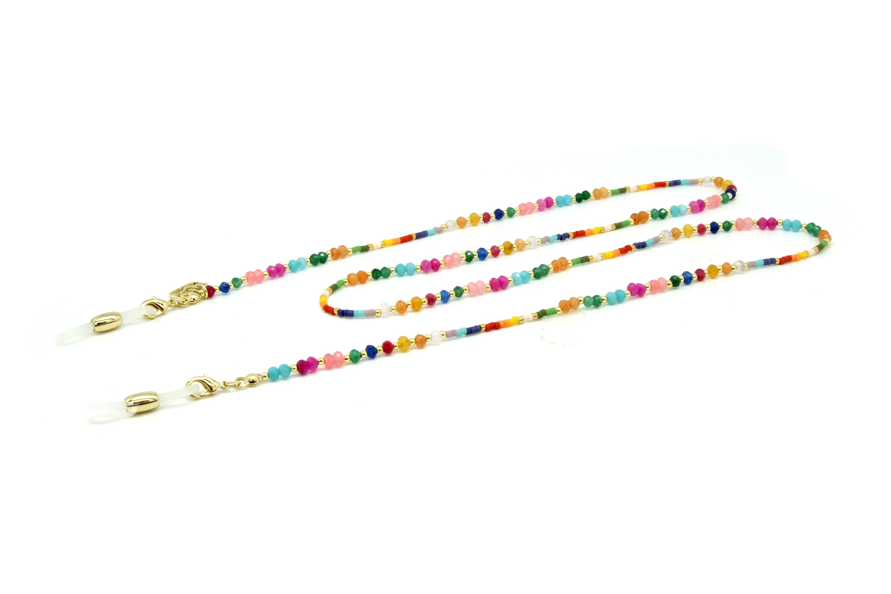 Multi Coloured Gold Necklace/sunglass holder - Boho Betty
