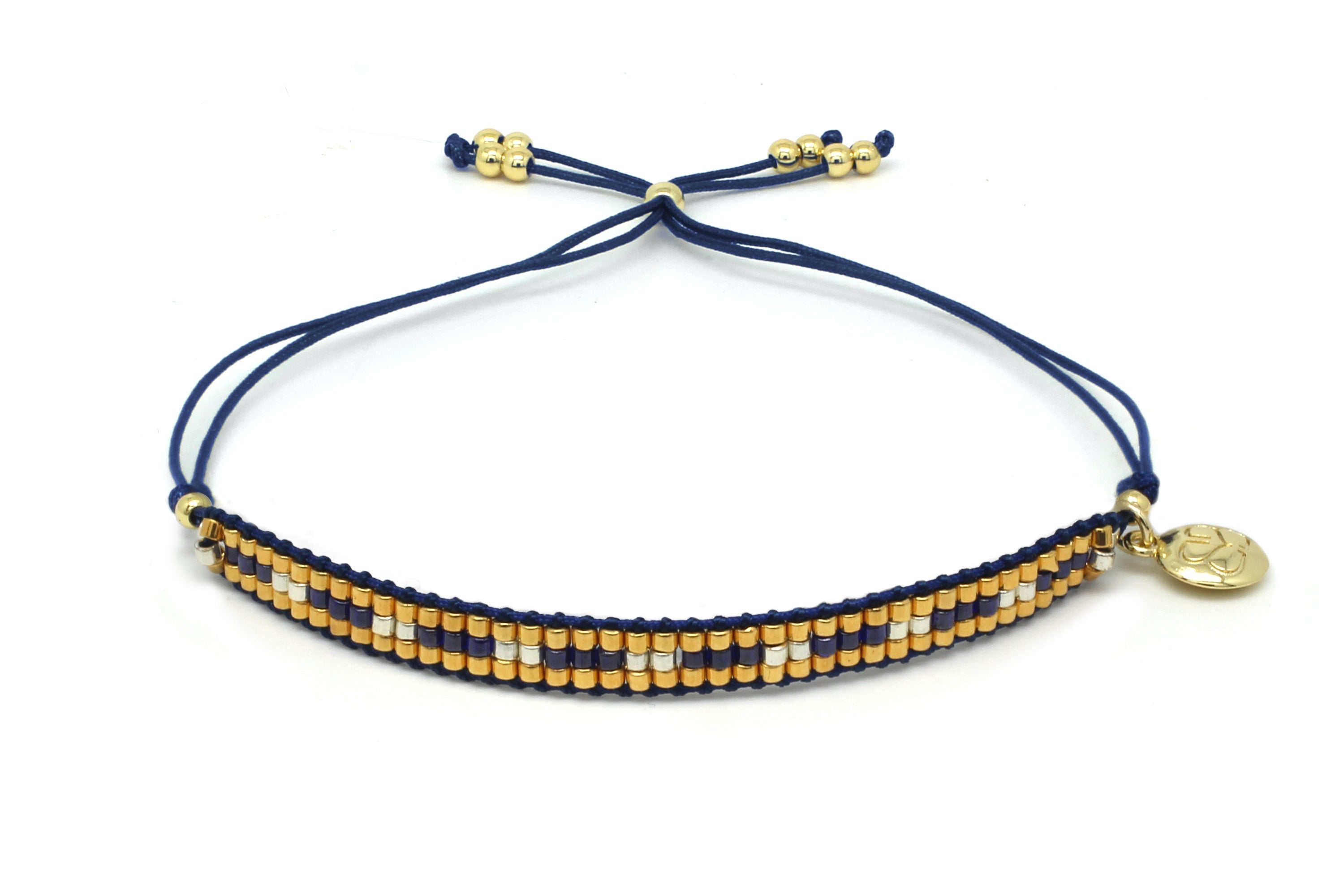 Starshine Navy Beaded Friendship Bracelet - Boho Betty