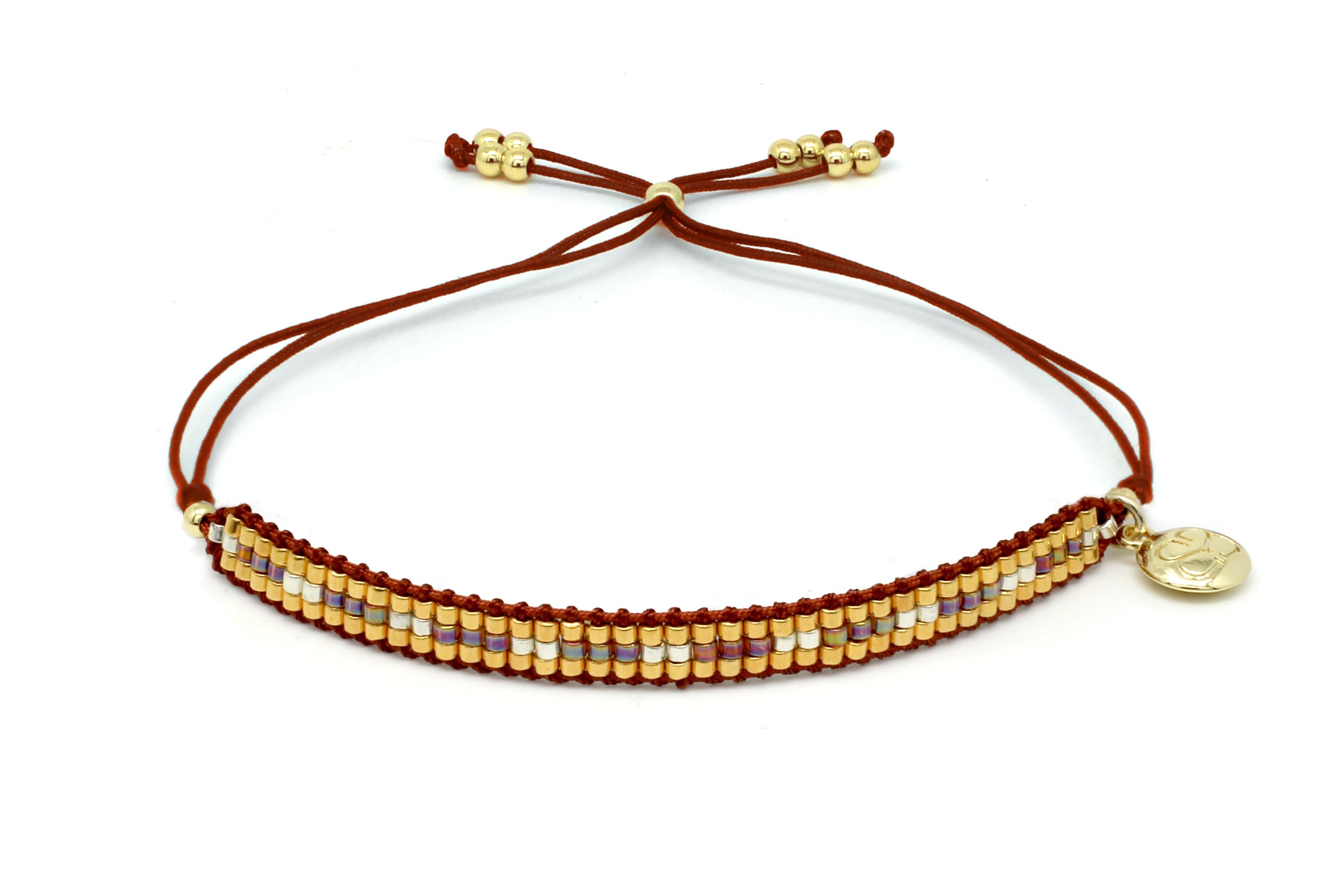 Starshine Burgundy Beaded Friendship Bracelet - Boho Betty