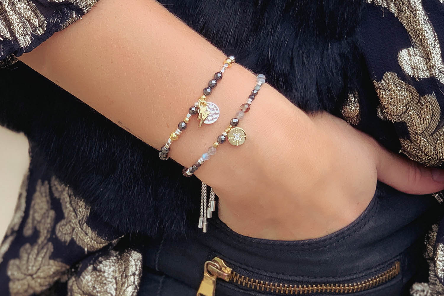 Castor Gemstone & Gold Charm Bracelet - Boho Betty