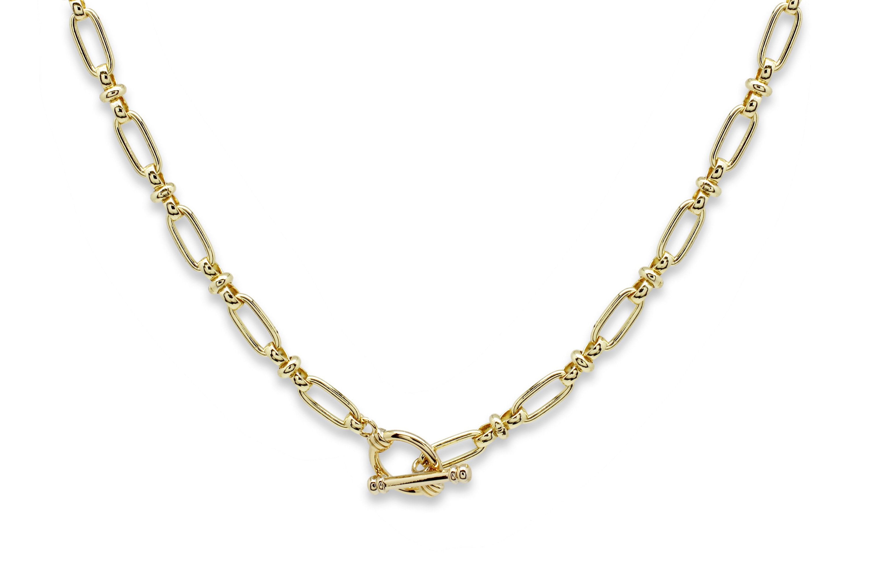 Gold T-Bar On Fine Curb Chain - Tilly Sveaas Jewellery