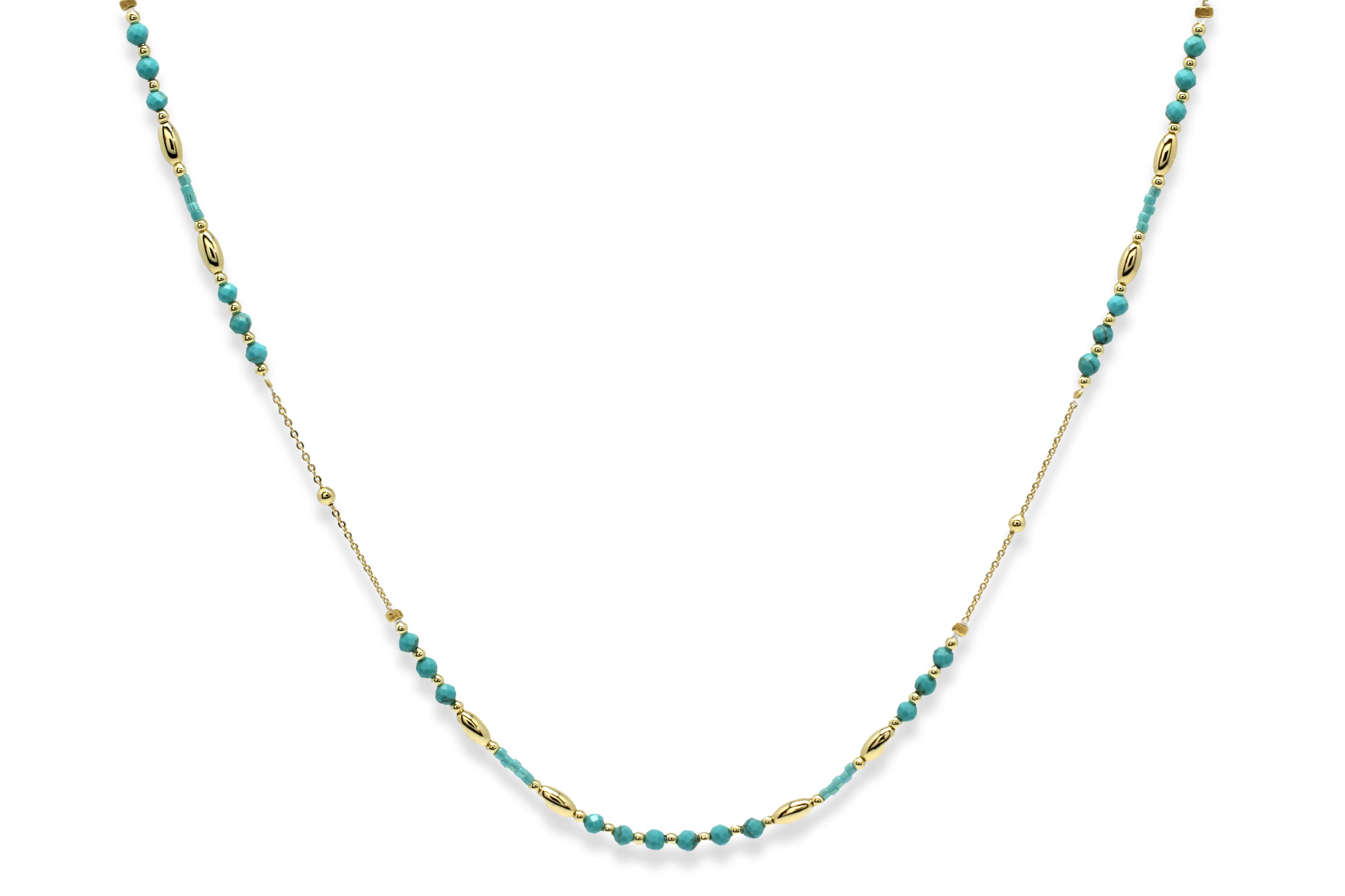 Horus Turquoise Gold Gemstone Necklace - Boho Betty