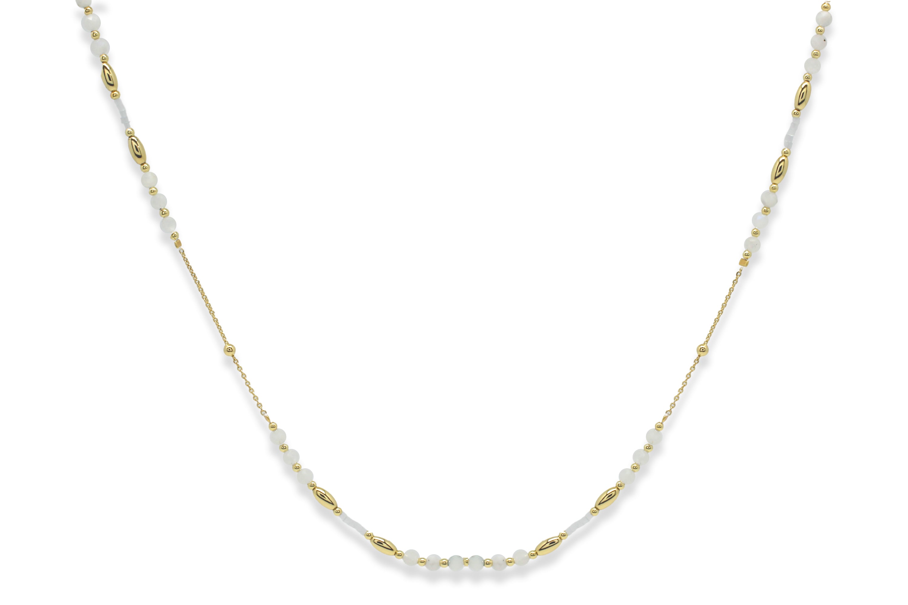 Horus Rainbow Moonstone Gemstone Gold Necklace - Boho Betty