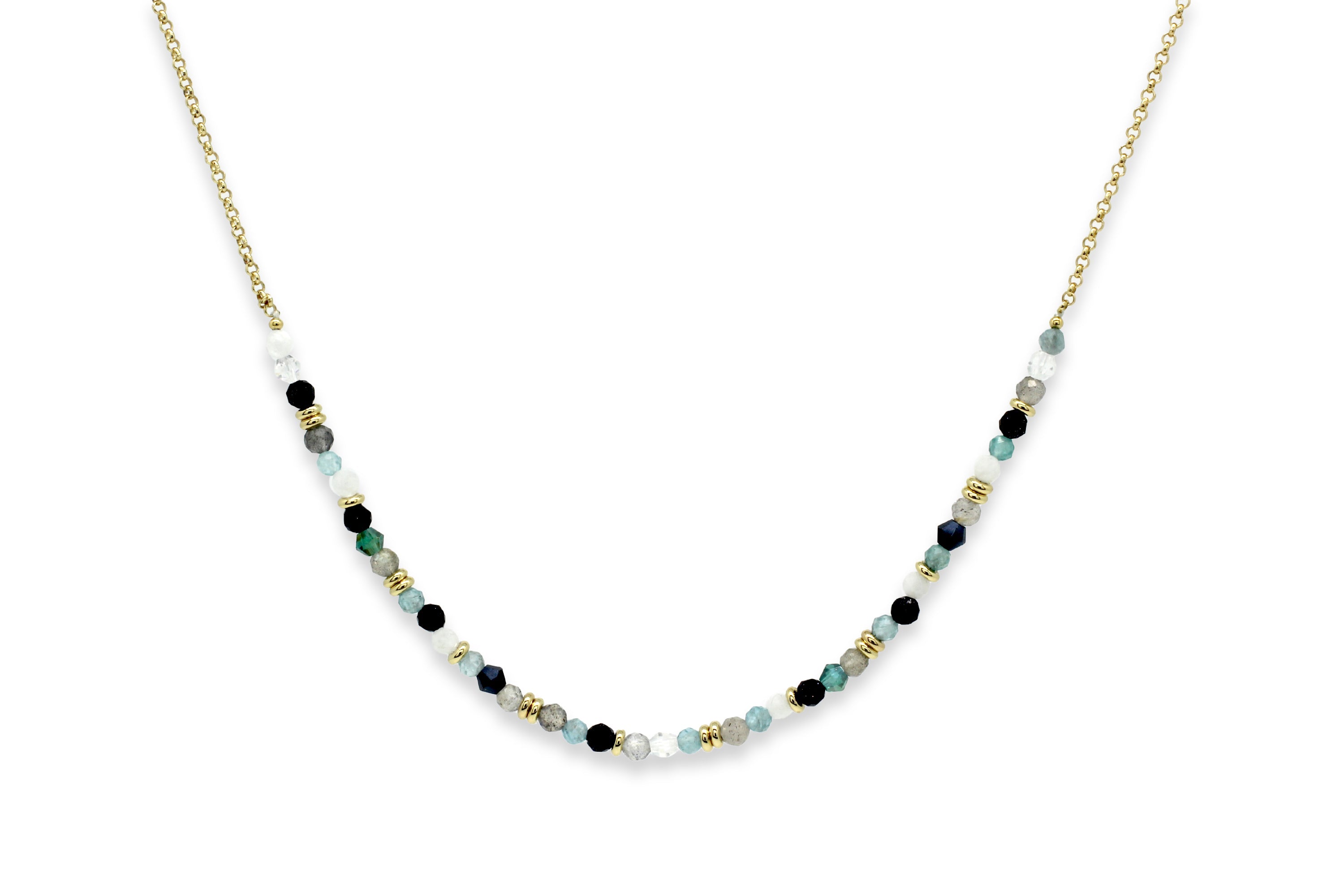 Black & Gold Beads Single Line Necklace – Sanvi Jewels