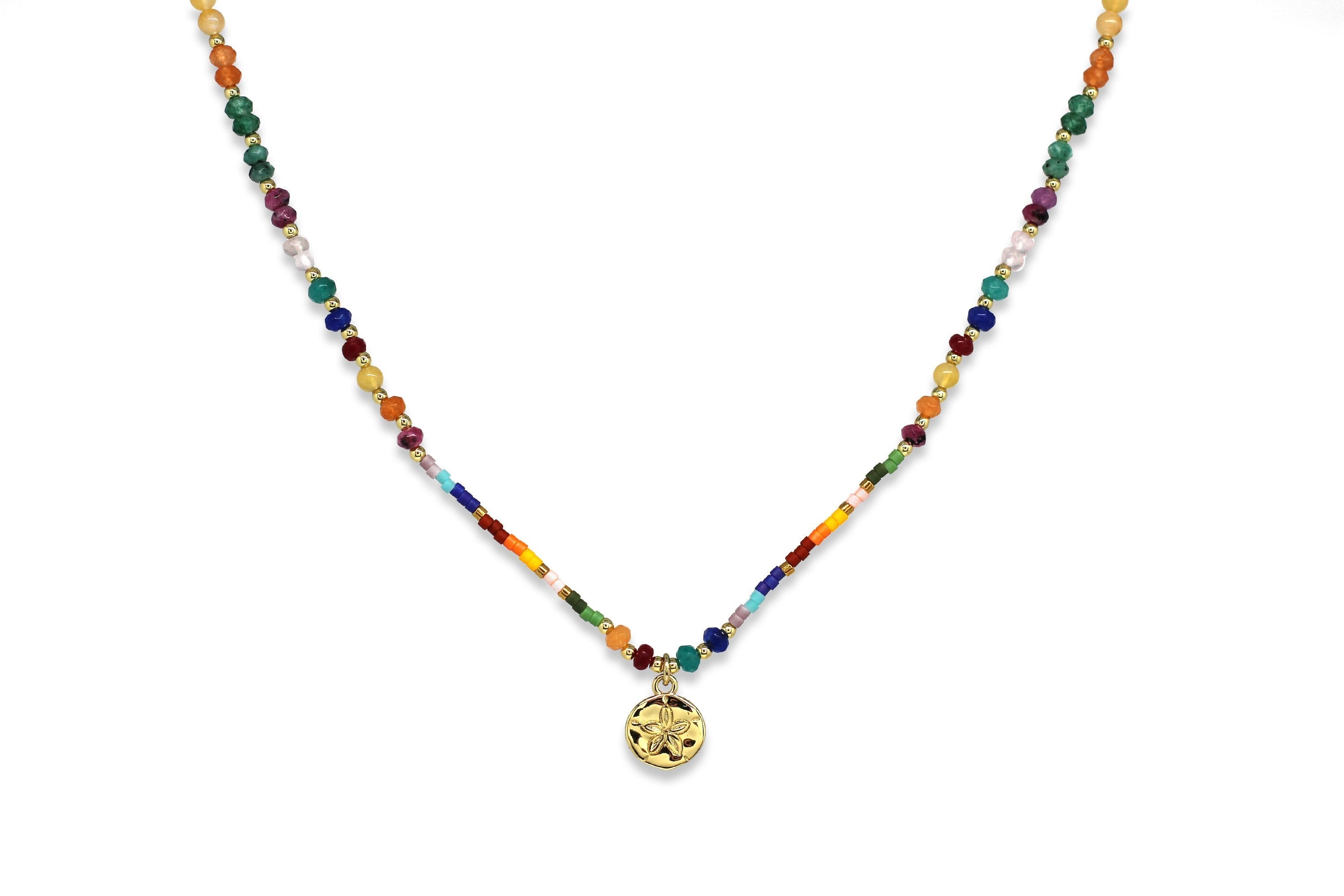 Jutuma Multi colour Beaded 2 Layer Necklace Set| Boho Betty