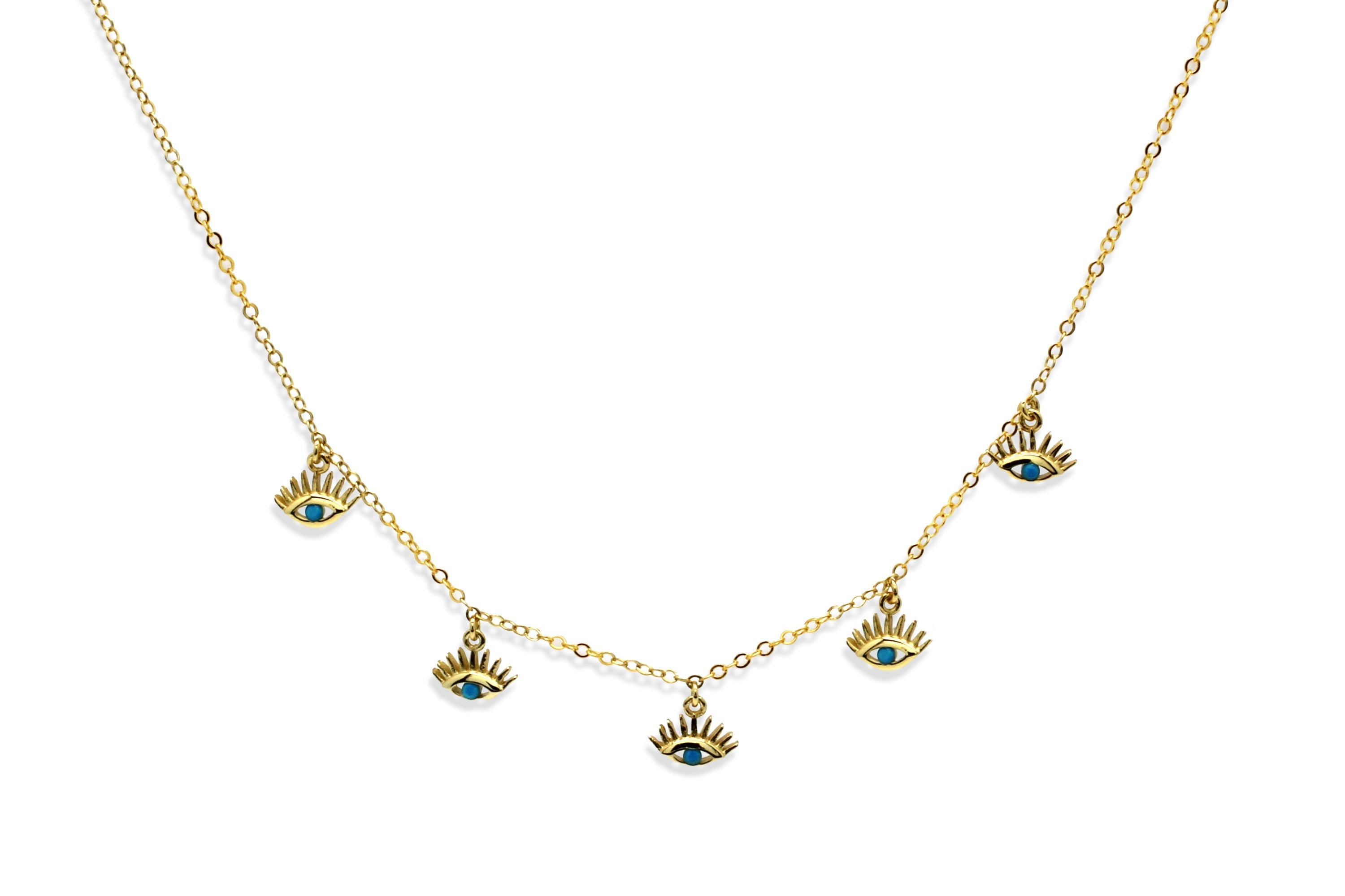 Retsina Gold CZ Evil Eye Necklace Turquoise - Boho Betty