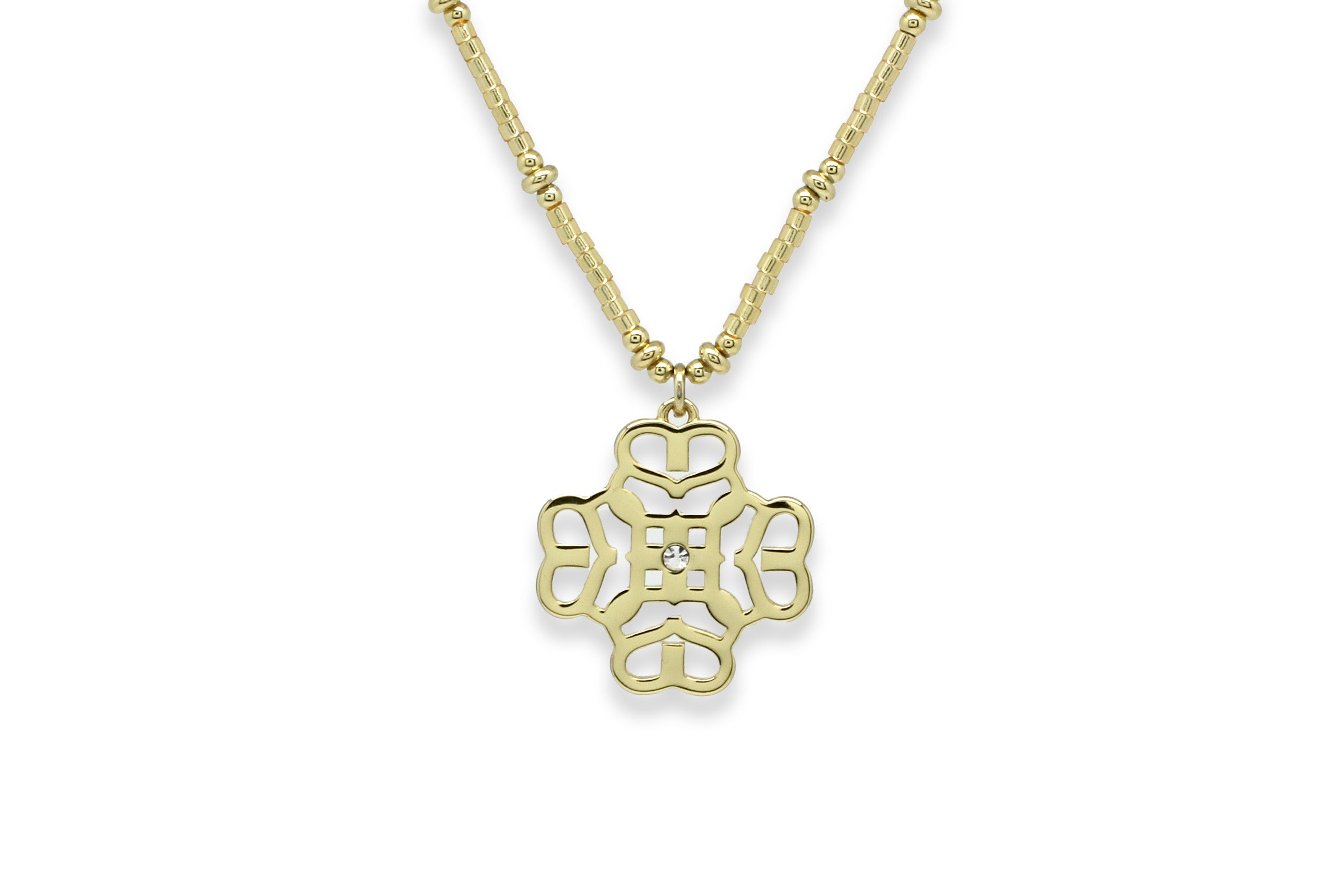 Icon Gold Beaded Pendant Necklace - Boho Betty