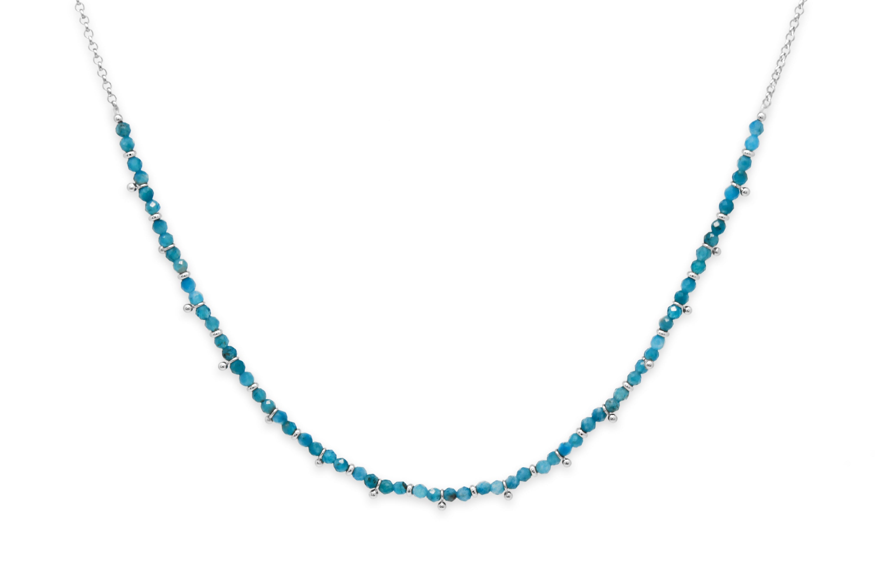 Salus Apatite Gemstone Silver Necklace - Boho Betty