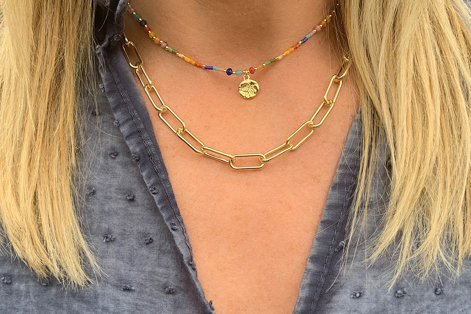 Jutuma Multi colour Beaded 2 Layer Necklace Set - Boho Betty