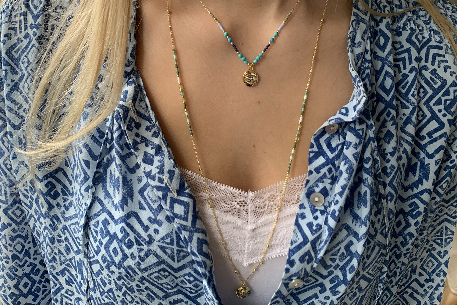 Theros Green Beaded Necklace - Boho Betty