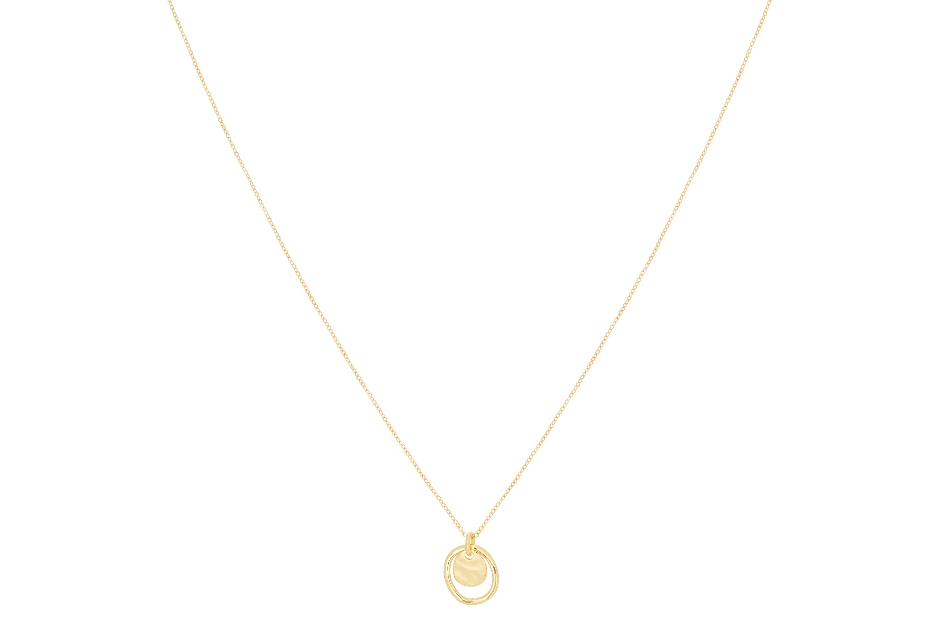 Aperol Gold Battered Disc Necklace