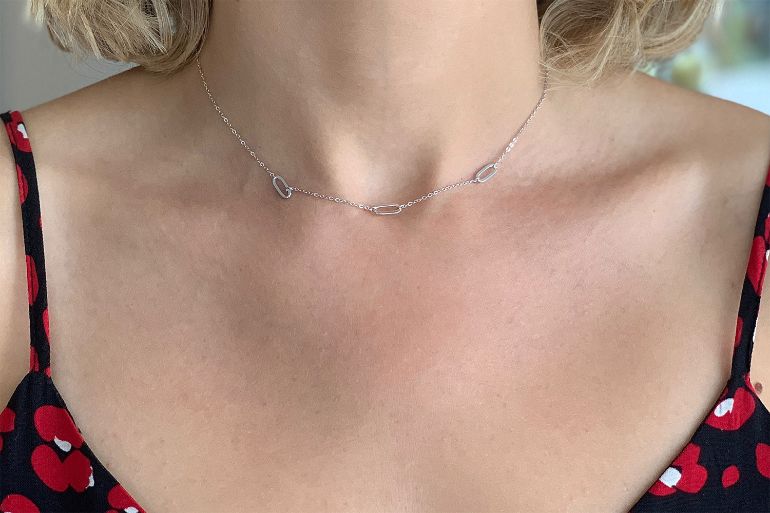 Midori Silver Oval Link Necklace - Boho Betty