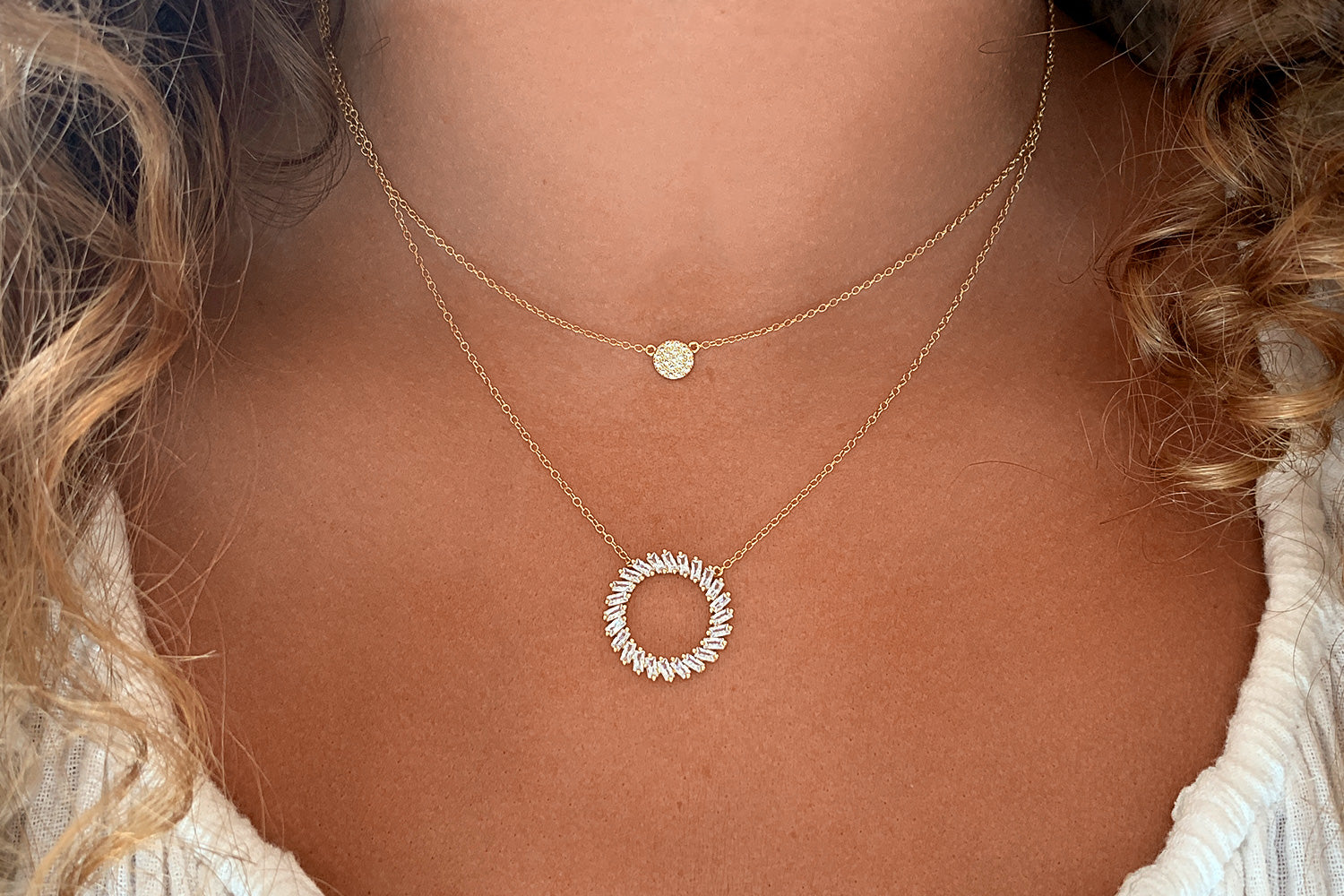 Marnier Gold Clear Disc Necklace - Boho Betty