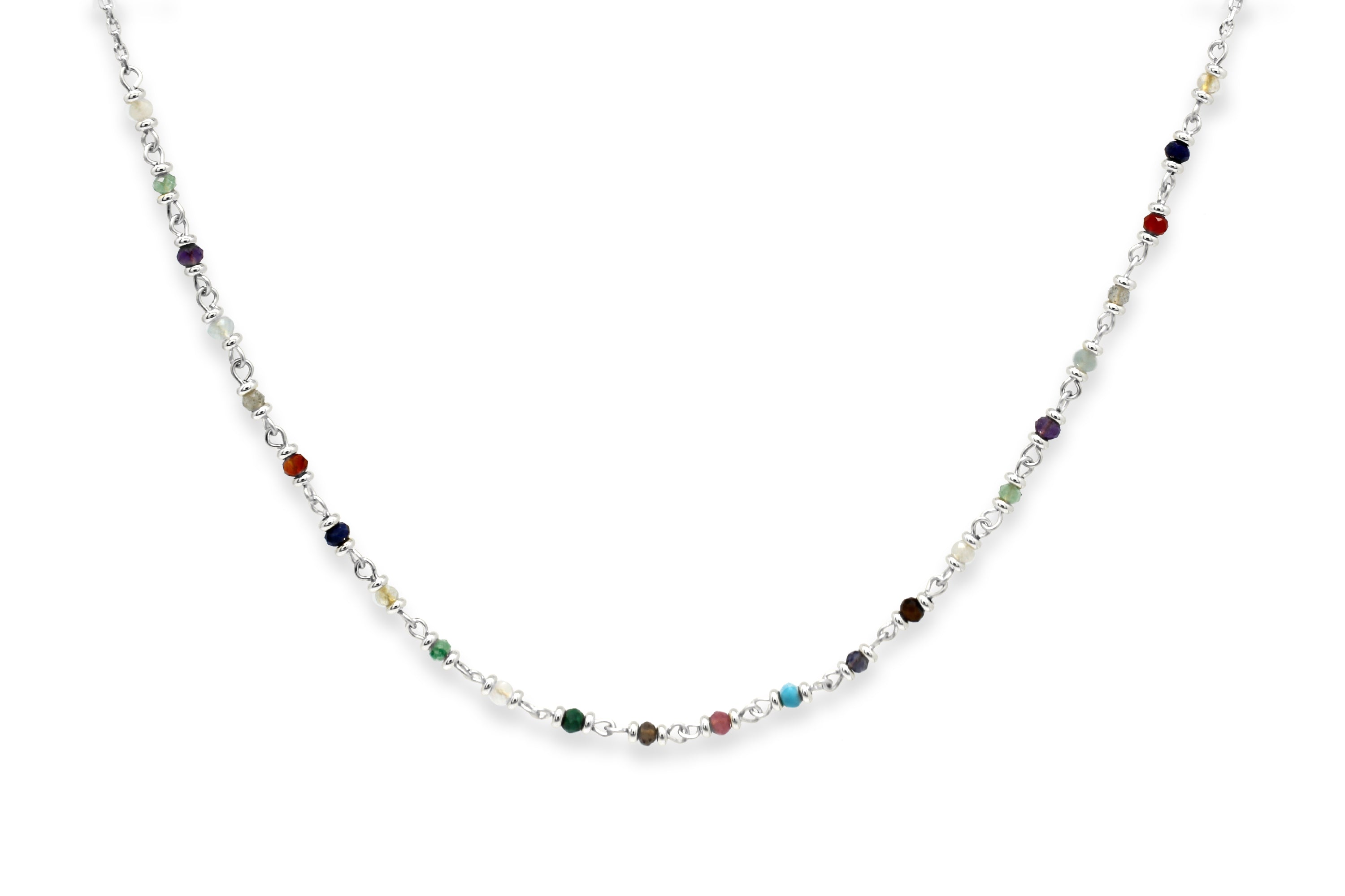 Panacea Multi Gemstone Silver Necklace - Boho Betty