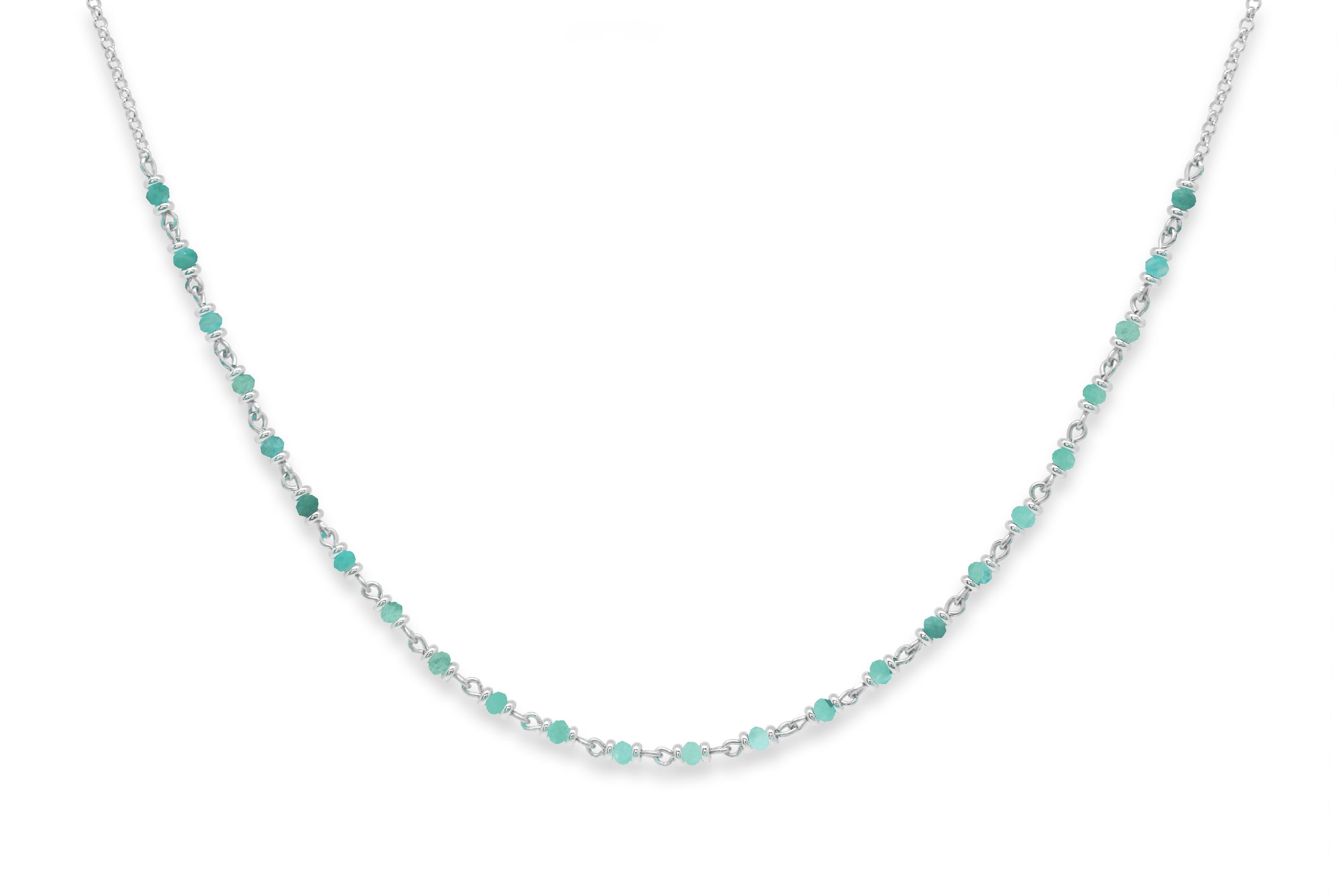 Panacea Amazonite Silver Gemstone Necklace - Boho Betty