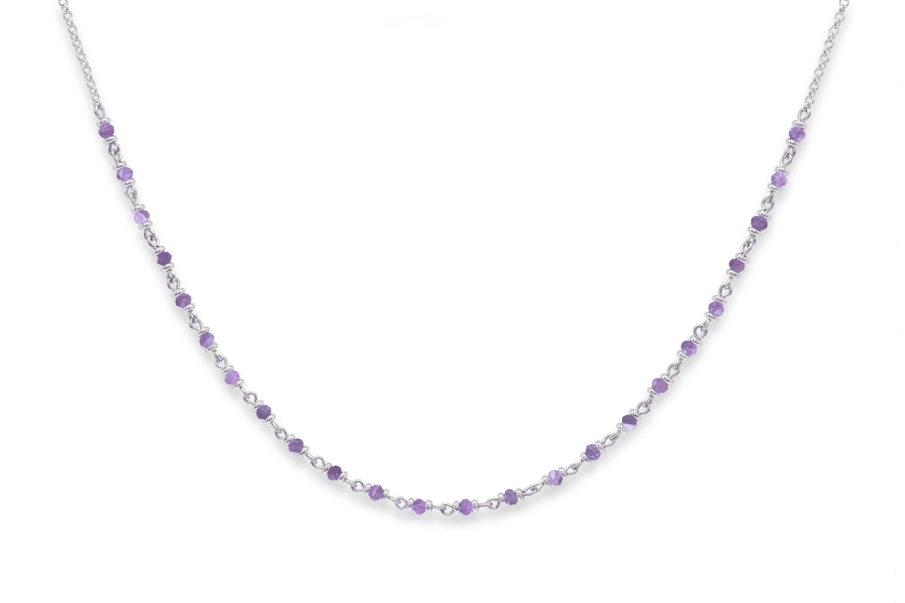 Panacea Amethyst Silver Gemstone Necklace - Boho Betty