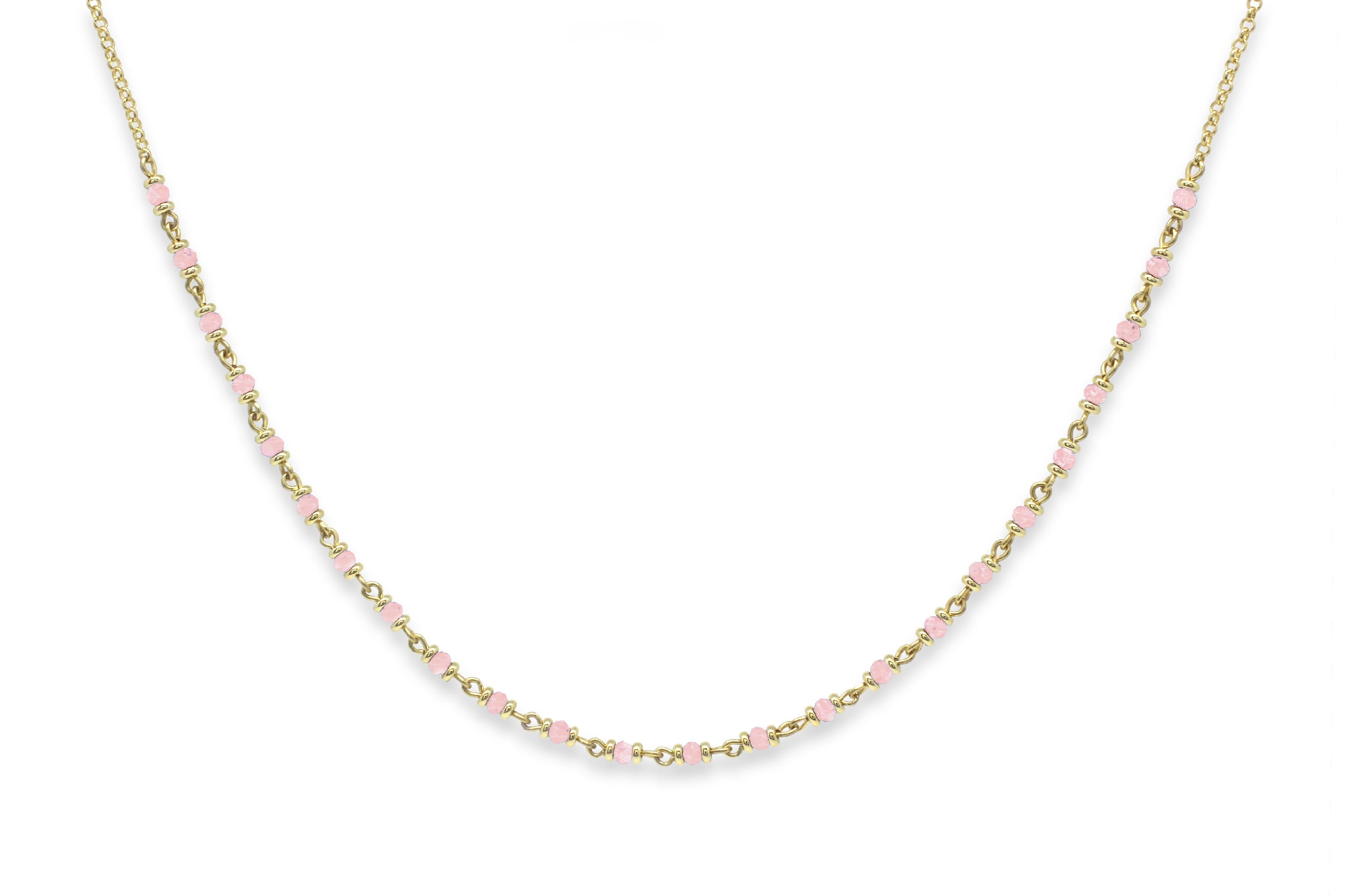 Panacea Rose Quartz Gold Gemstone Necklace - Boho Betty