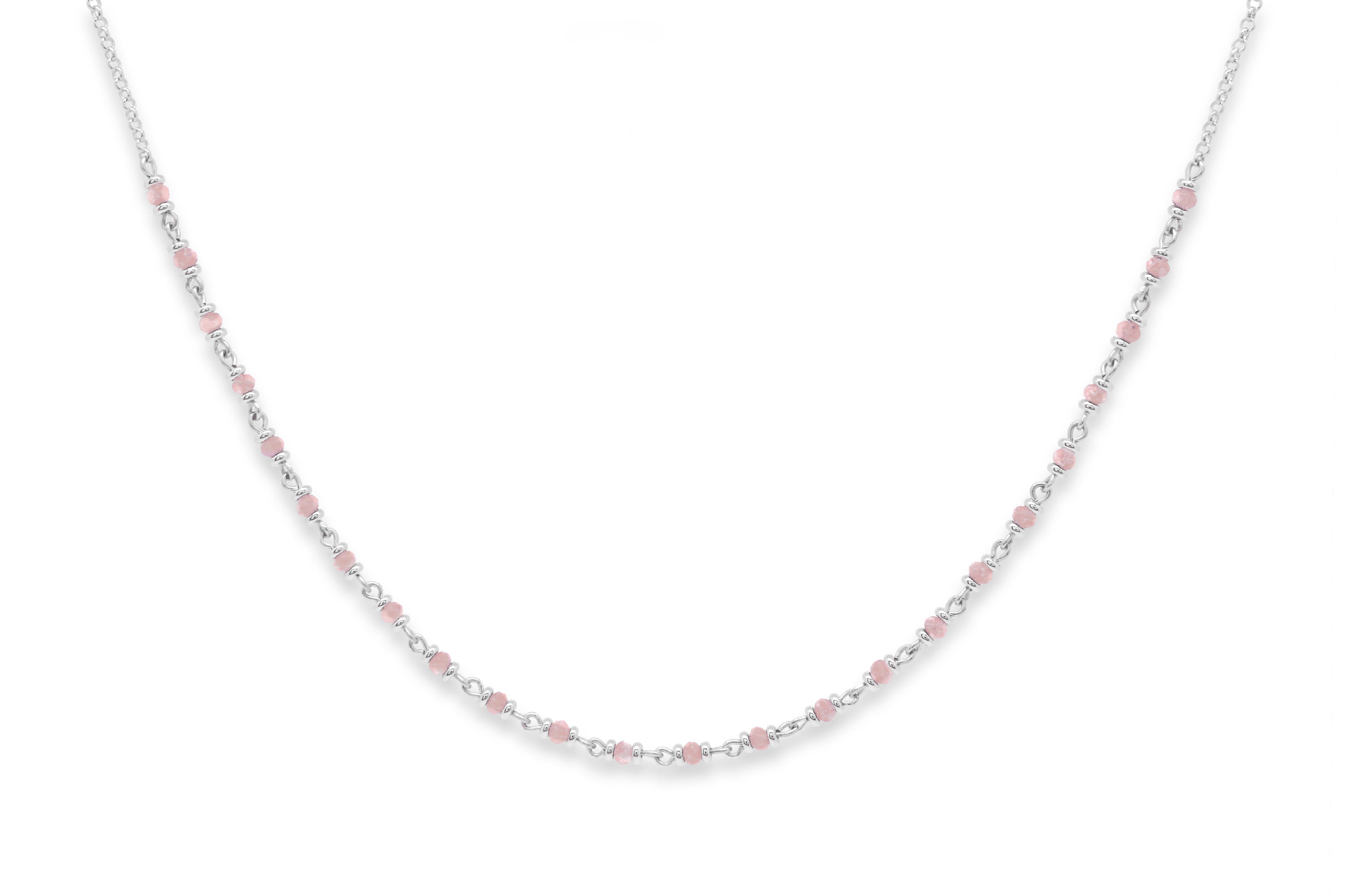 Panacea Rose Quartz Silver Gemstone Necklace - Boho Betty