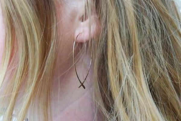 Parton Sterling Silver Gold Curved Thread-through Earrings - Boho Betty