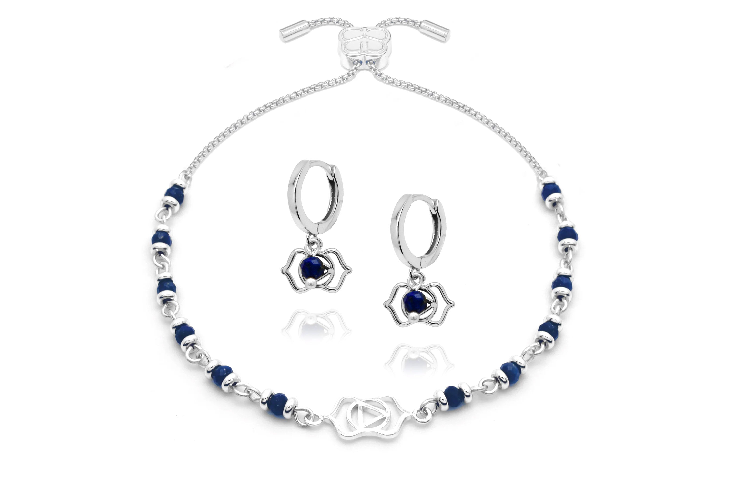 Chakra Gemstone Silver Bracelet & Earring Gift Set