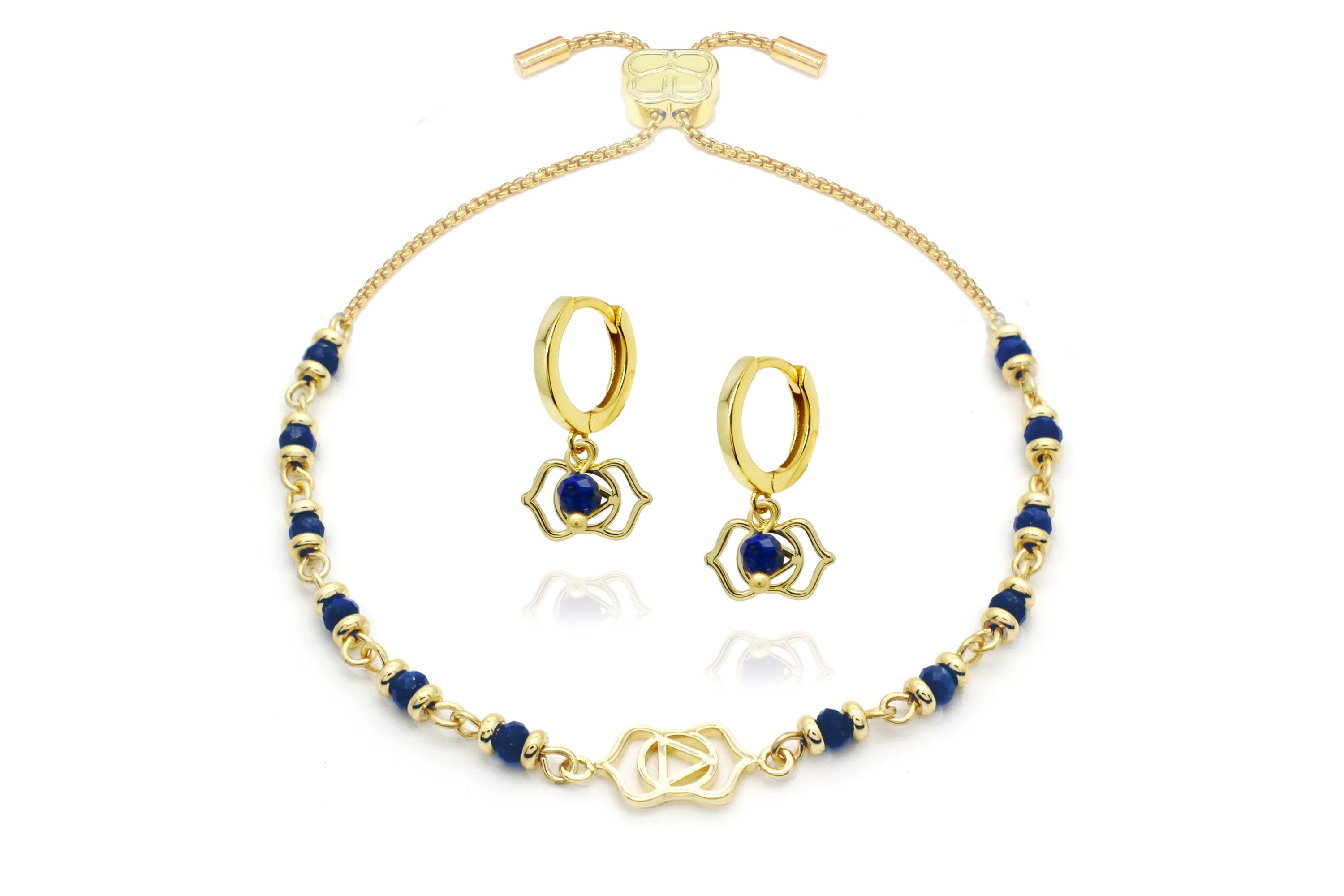 Chakra Gold Bracelet Earring#color_Lapis Lazuli