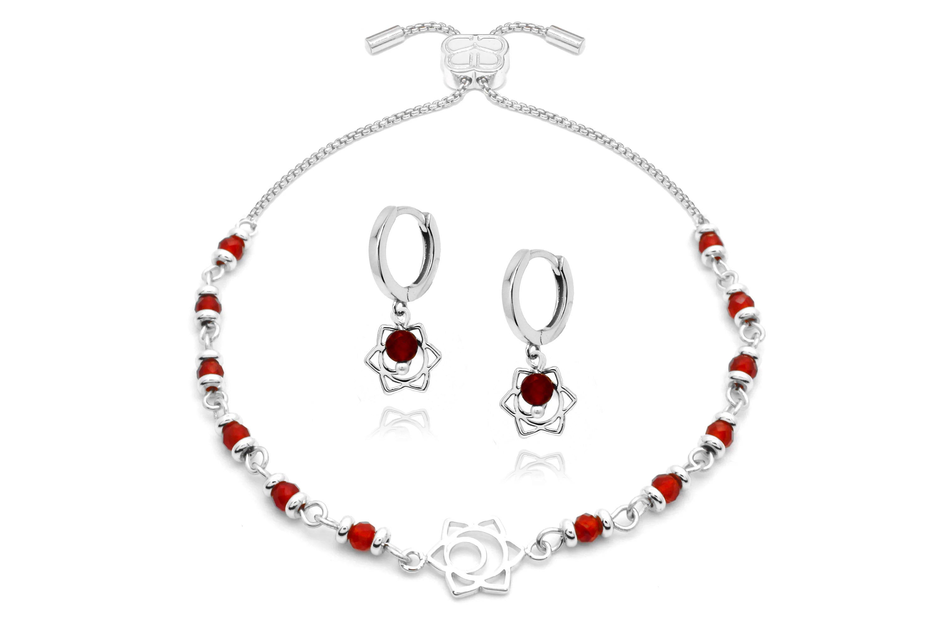 Chakra Gemstone Silver Bracelet & Earring Gift Set