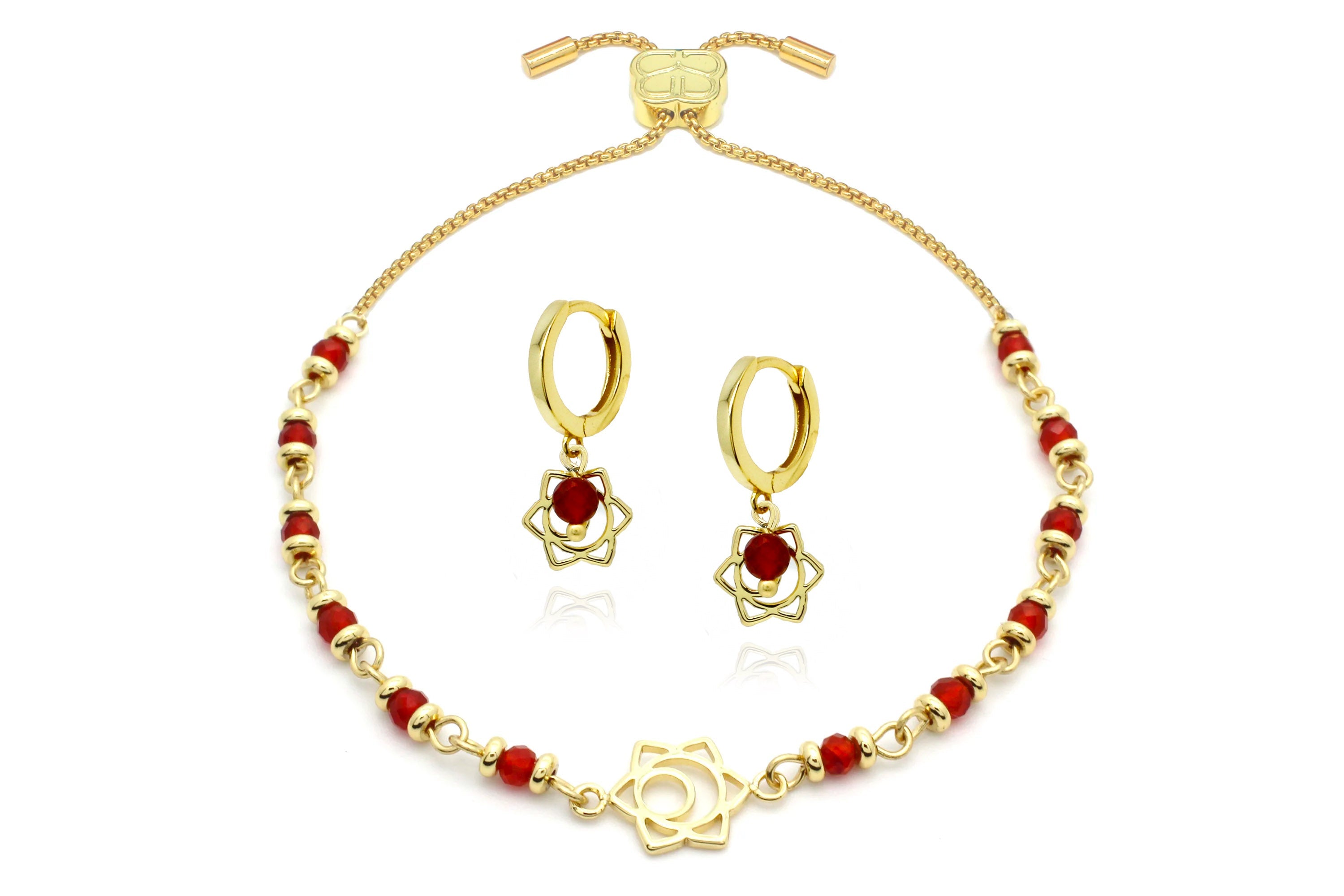 Chakra Gold Bracelet Earring#color_Carnelian
