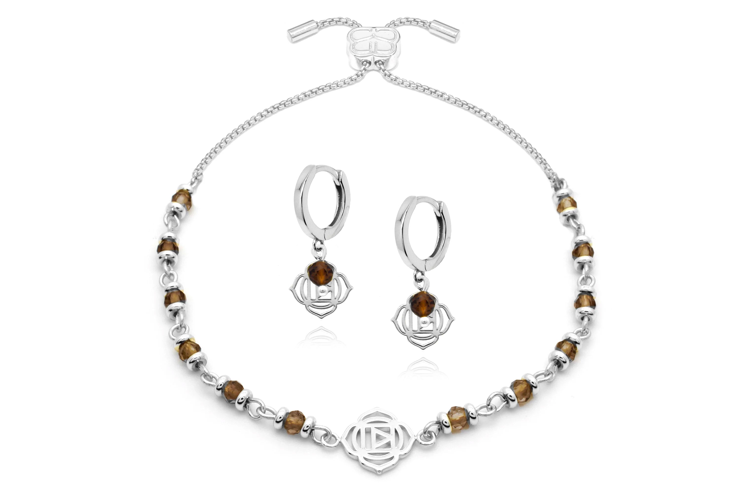 Chakra Gemstone Silver Bracelet & Earring Gift Set