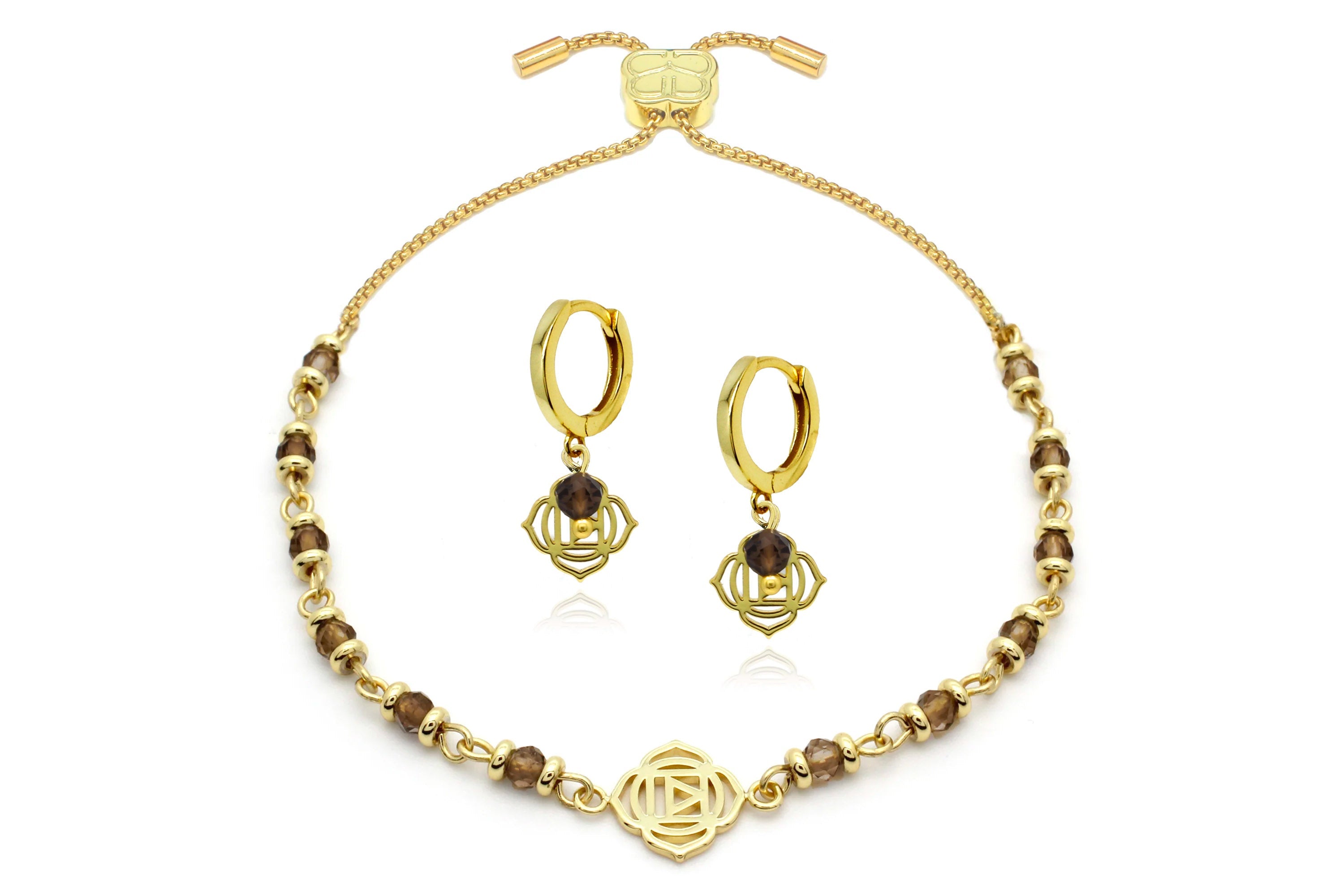 Chakra Gemstone Gold Bracelet & Earring Gift Set