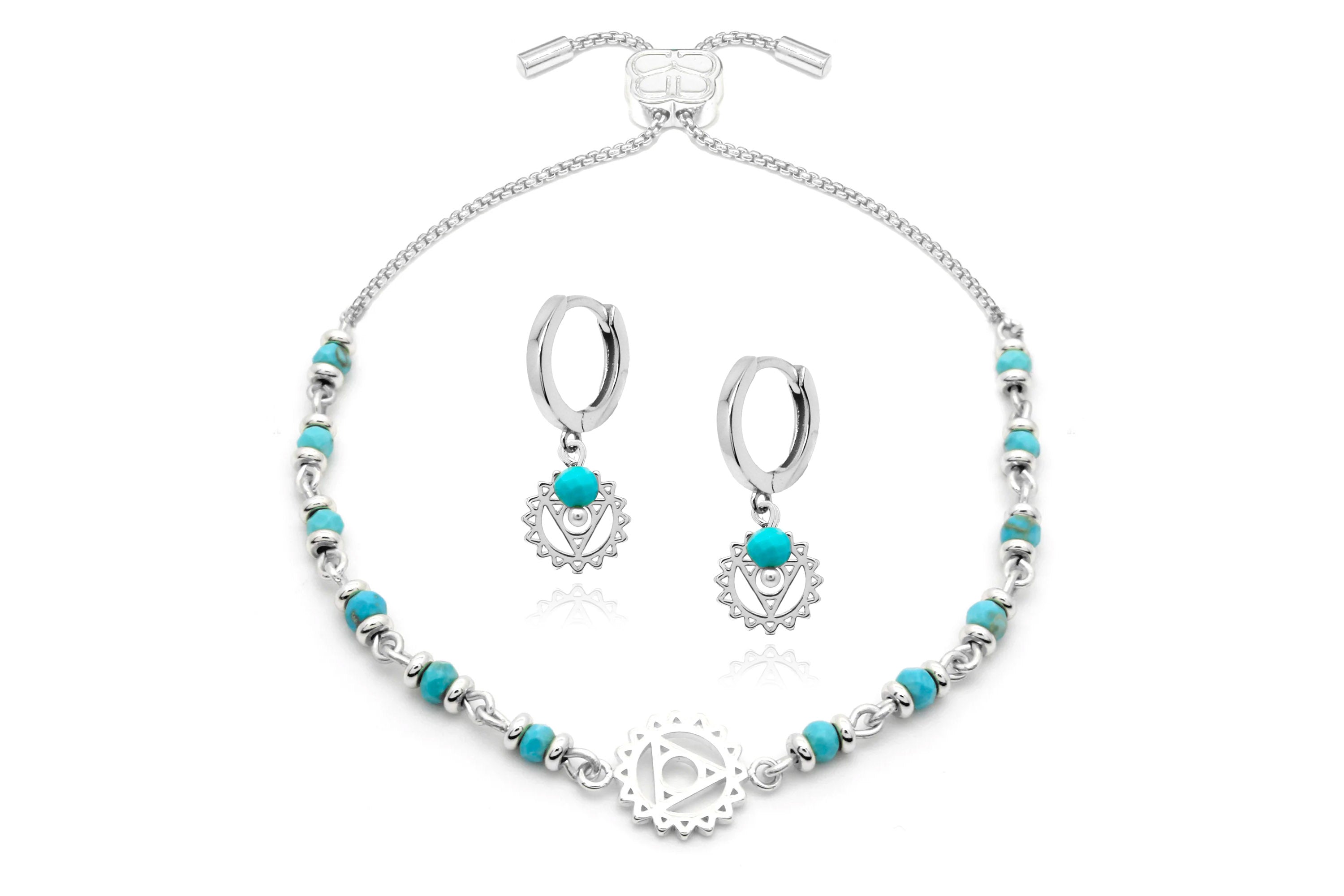 Chakra Gemstone Silver Bracelet & Earring Gift Set