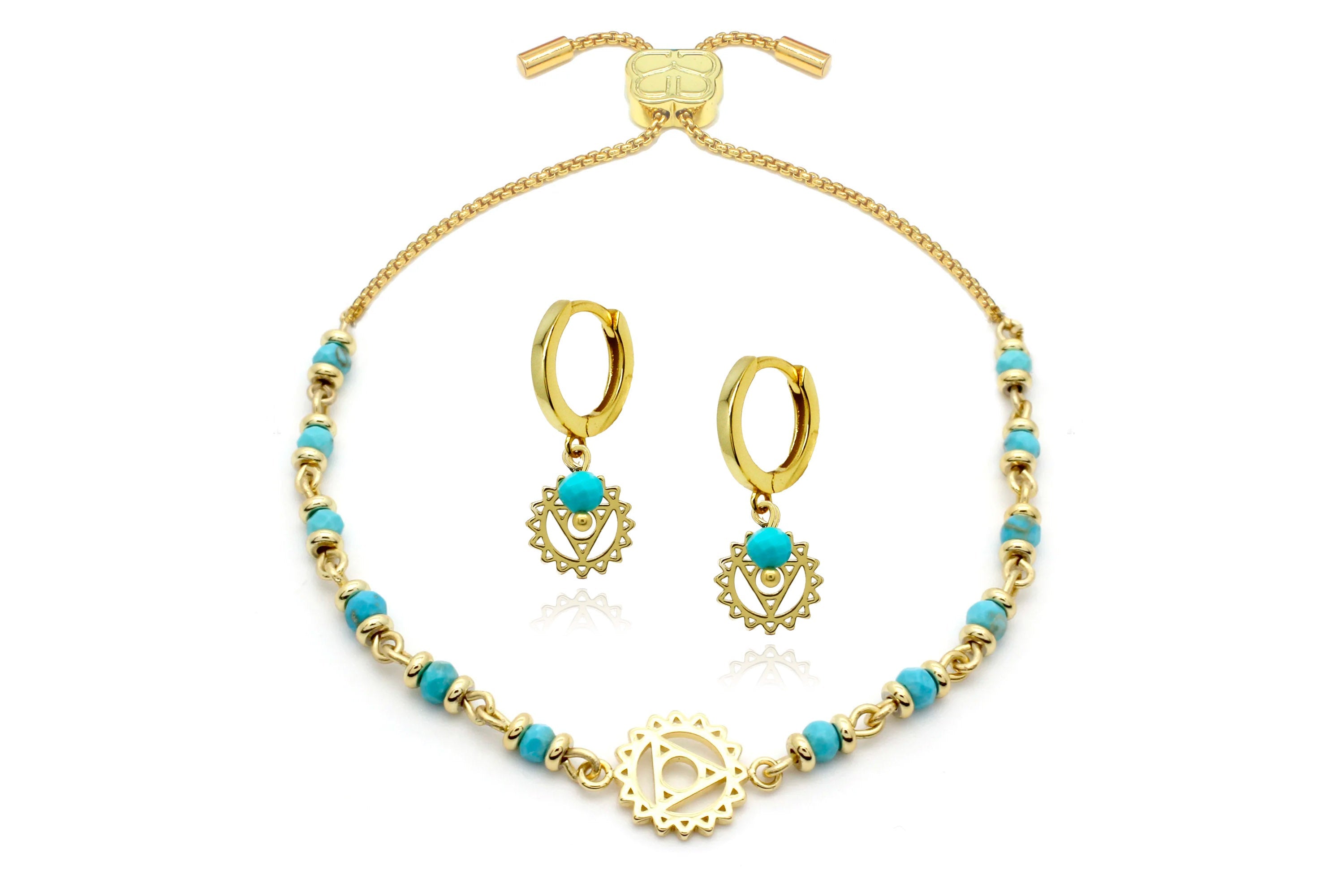 Chakra Gemstone Gold Bracelet & Earring Gift Set