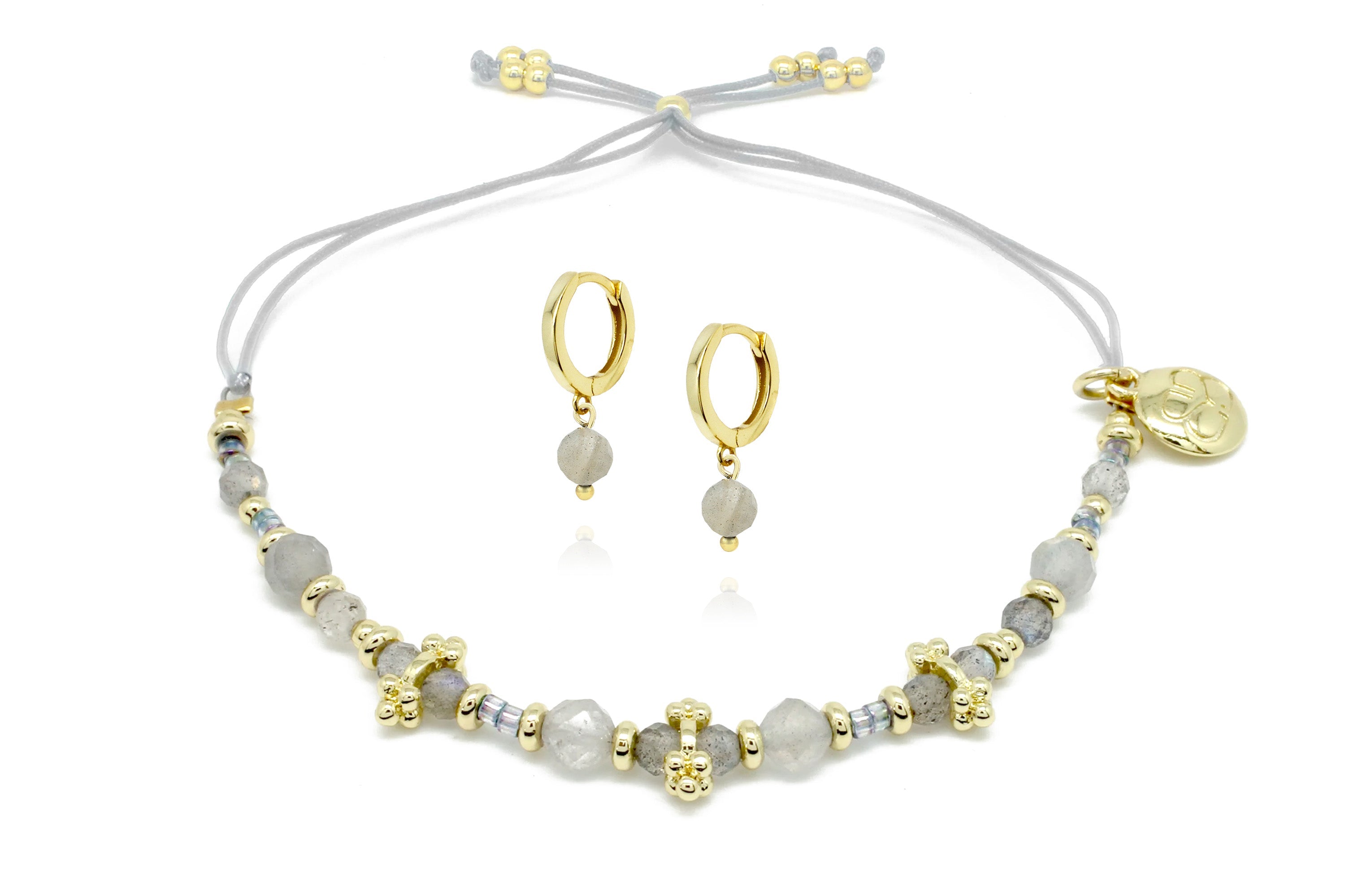 Labradorite Bracelet & Hoop Earring Gift Set